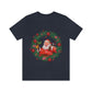 Christmas Wreath Santa Claus Traditional Unisex Jersey Short Sleeve T-Shirt Ichaku [Perfect Gifts Selection]