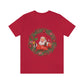 Christmas Wreath Santa Claus Traditional Unisex Jersey Short Sleeve T-Shirt Ichaku [Perfect Gifts Selection]