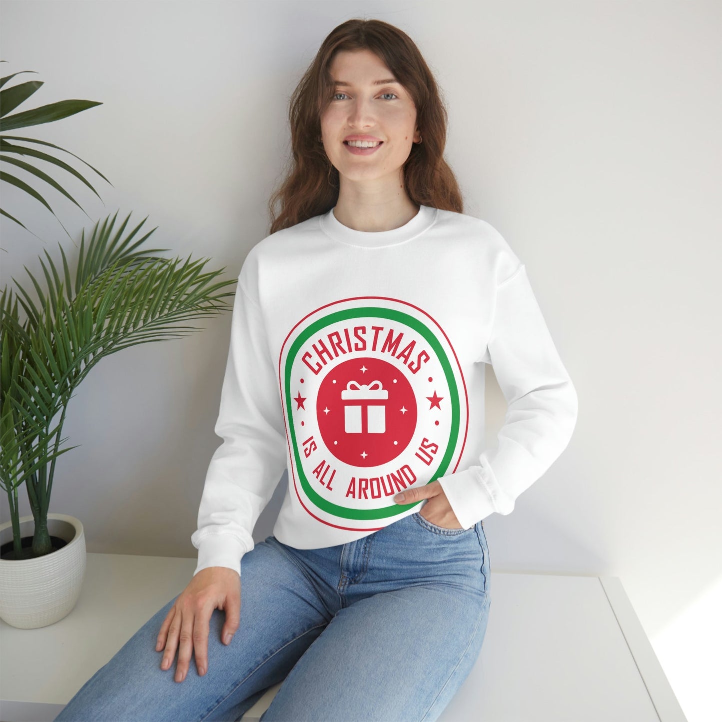 Christmas is all around us Funny Christmas Quotes Unisex Heavy Blend™ Crewneck Sweatshirt Ichaku [Perfect Gifts Selection]