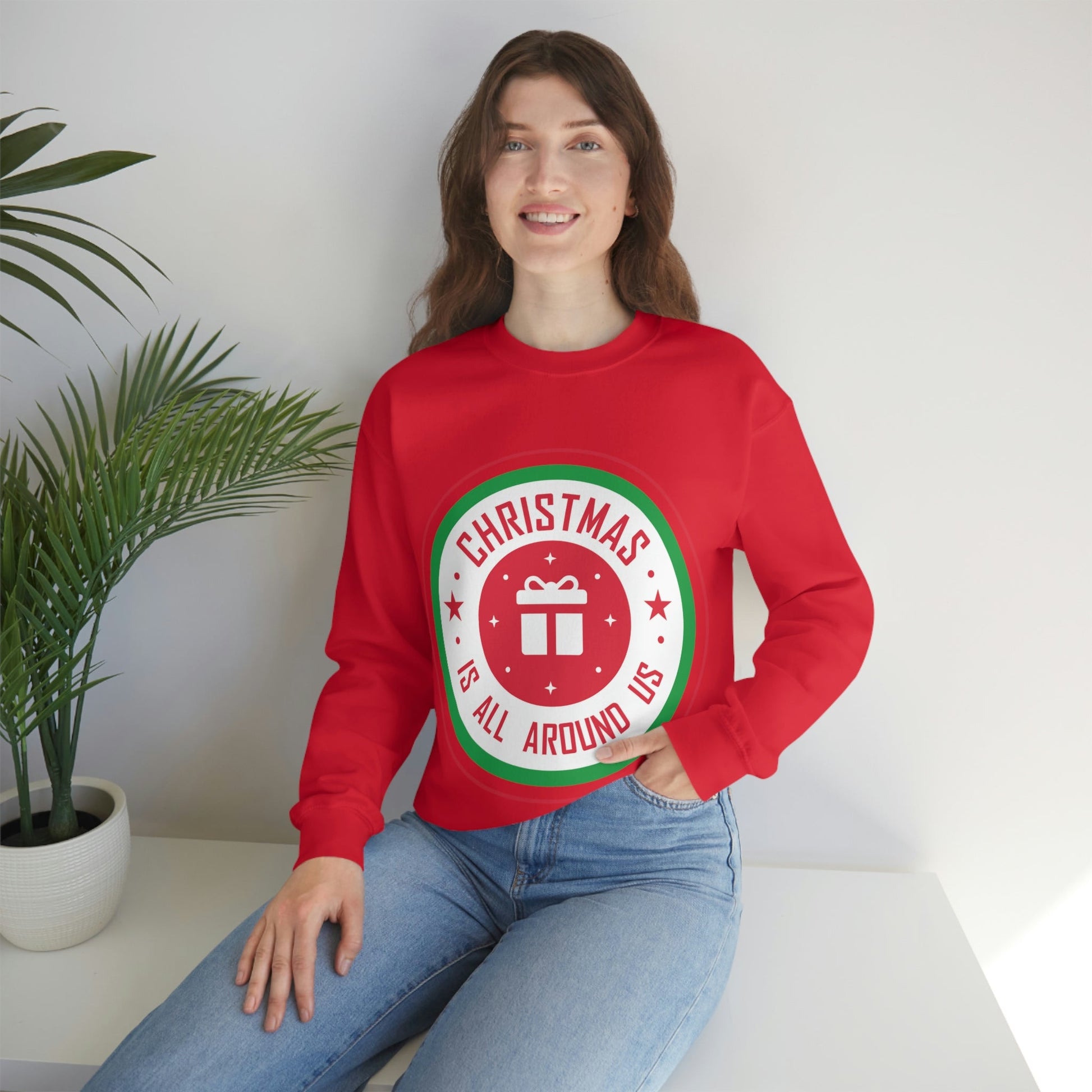 Christmas is all around us Funny Christmas Quotes Unisex Heavy Blend™ Crewneck Sweatshirt Ichaku [Perfect Gifts Selection]