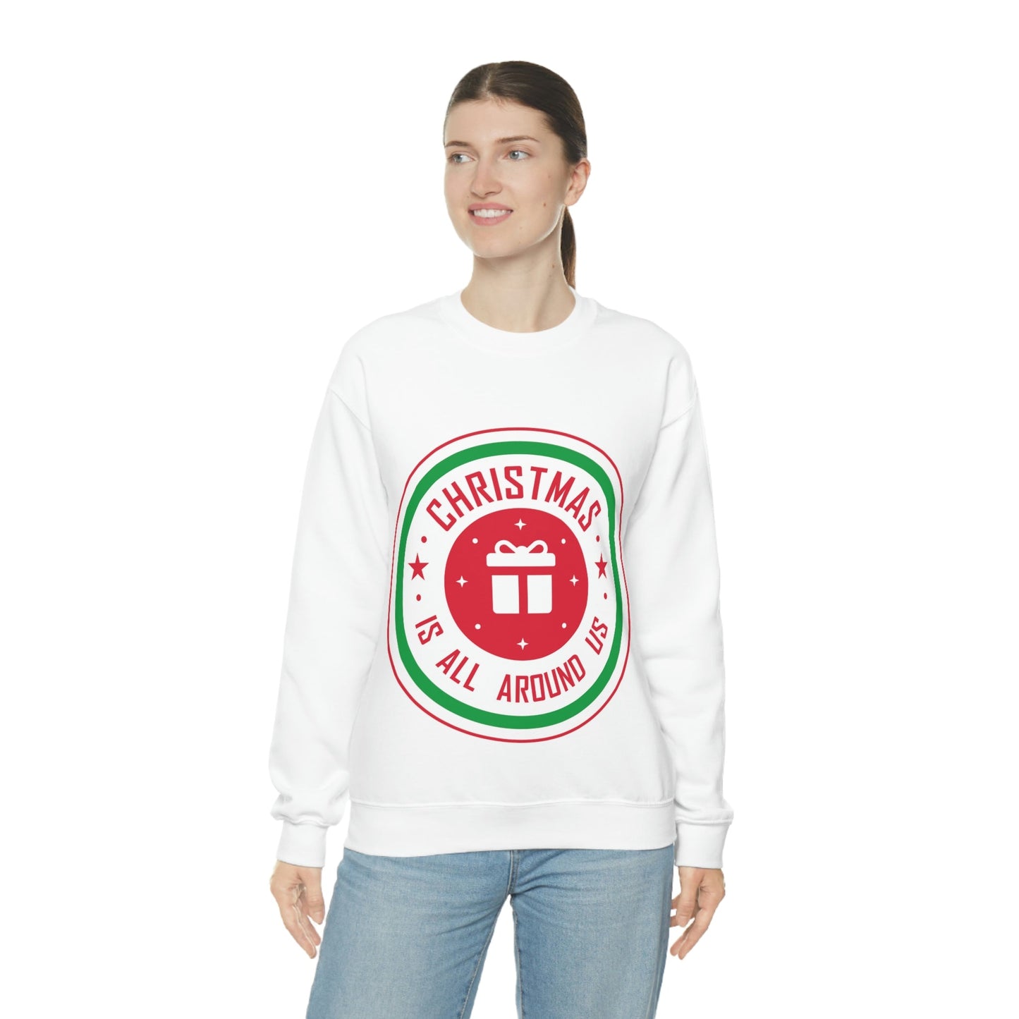 Christmas is all around us Funny Christmas Quotes Unisex Heavy Blend™ Crewneck Sweatshirt Ichaku [Perfect Gifts Selection]