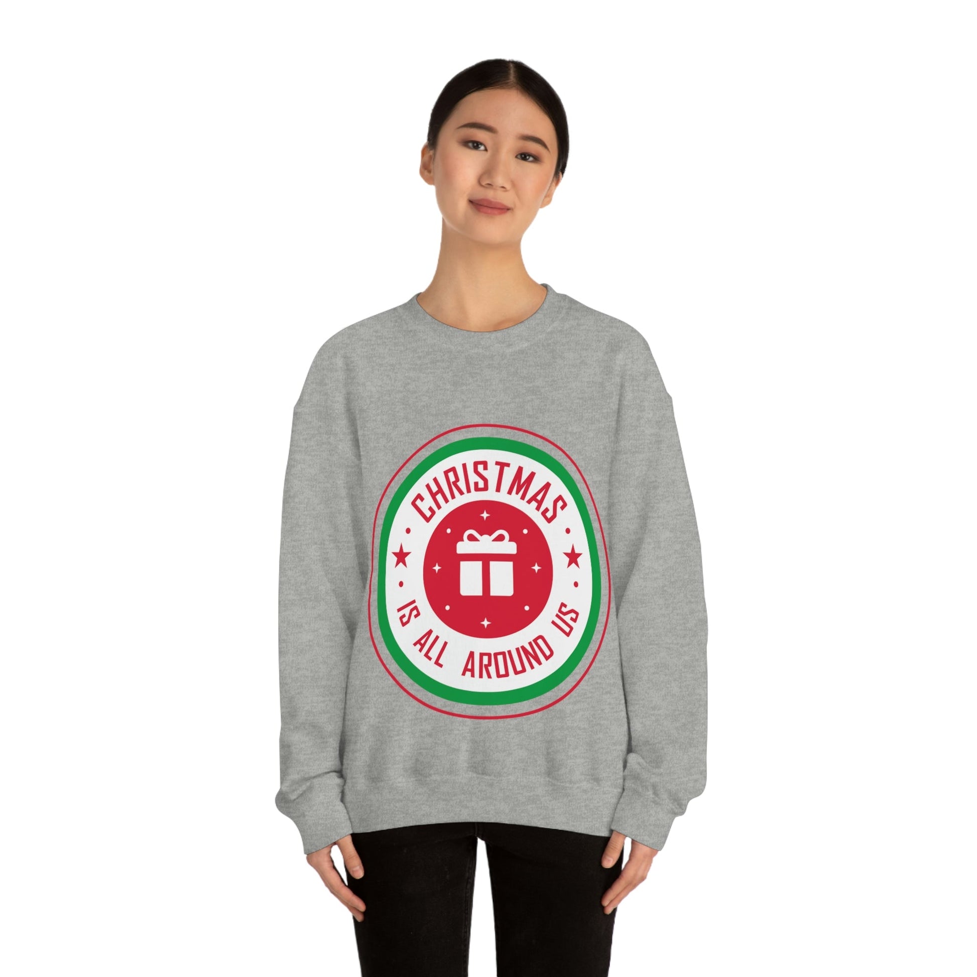 Christmas is all around us Funny Christmas Quotes Unisex Heavy Blend™ Crewneck Sweatshirt Ichaku [Perfect Gifts Selection]