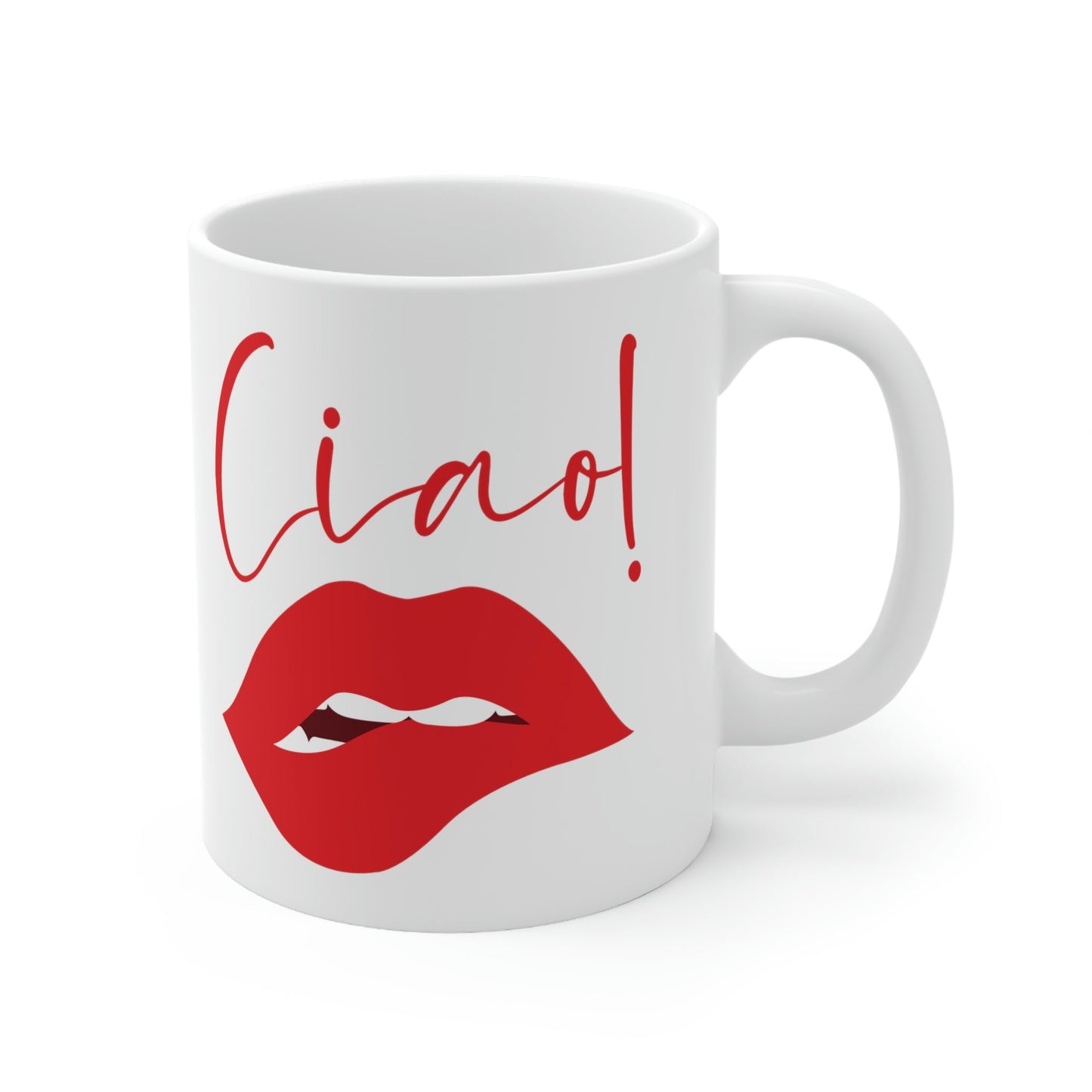 Ciao Hello Goodbye Red Lips Lipstick Lipstick Ceramic Mug 11oz Ichaku [Perfect Gifts Selection]