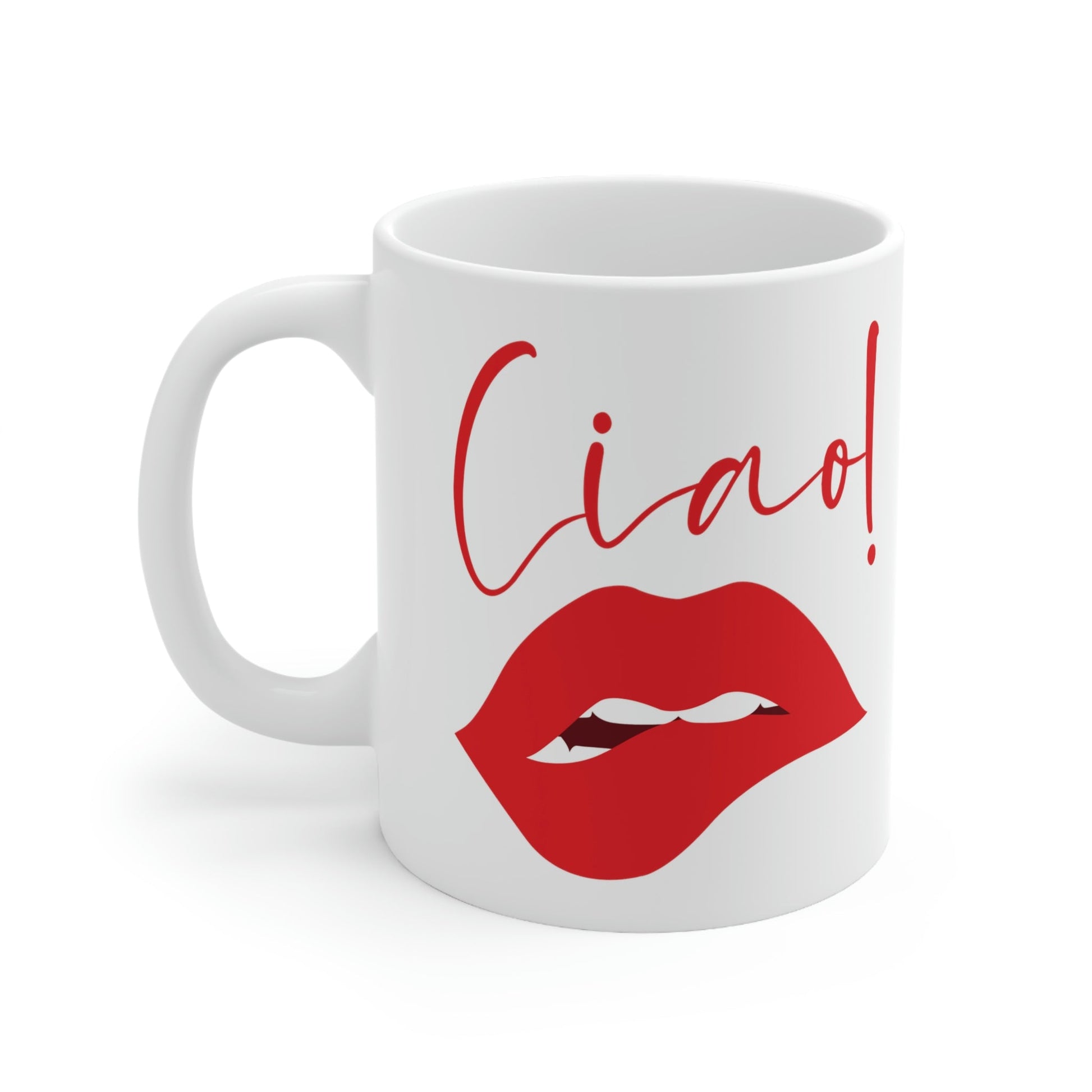 Ciao Hello Goodbye Red Lips Lipstick Lipstick Ceramic Mug 11oz Ichaku [Perfect Gifts Selection]