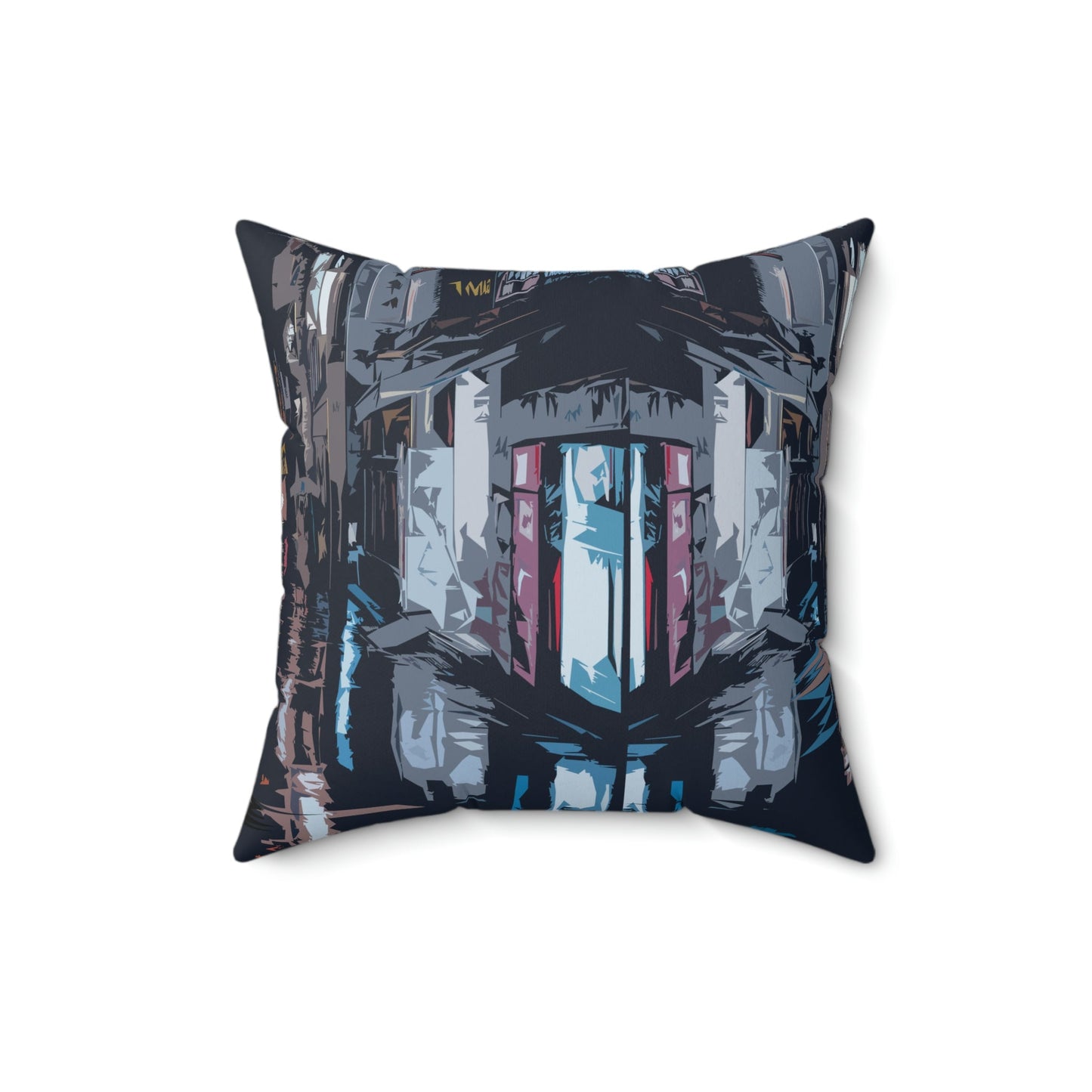 City Night Modern Abstract Art Camp Spun Polyester Square Pillow Ichaku [Perfect Gifts Selection]