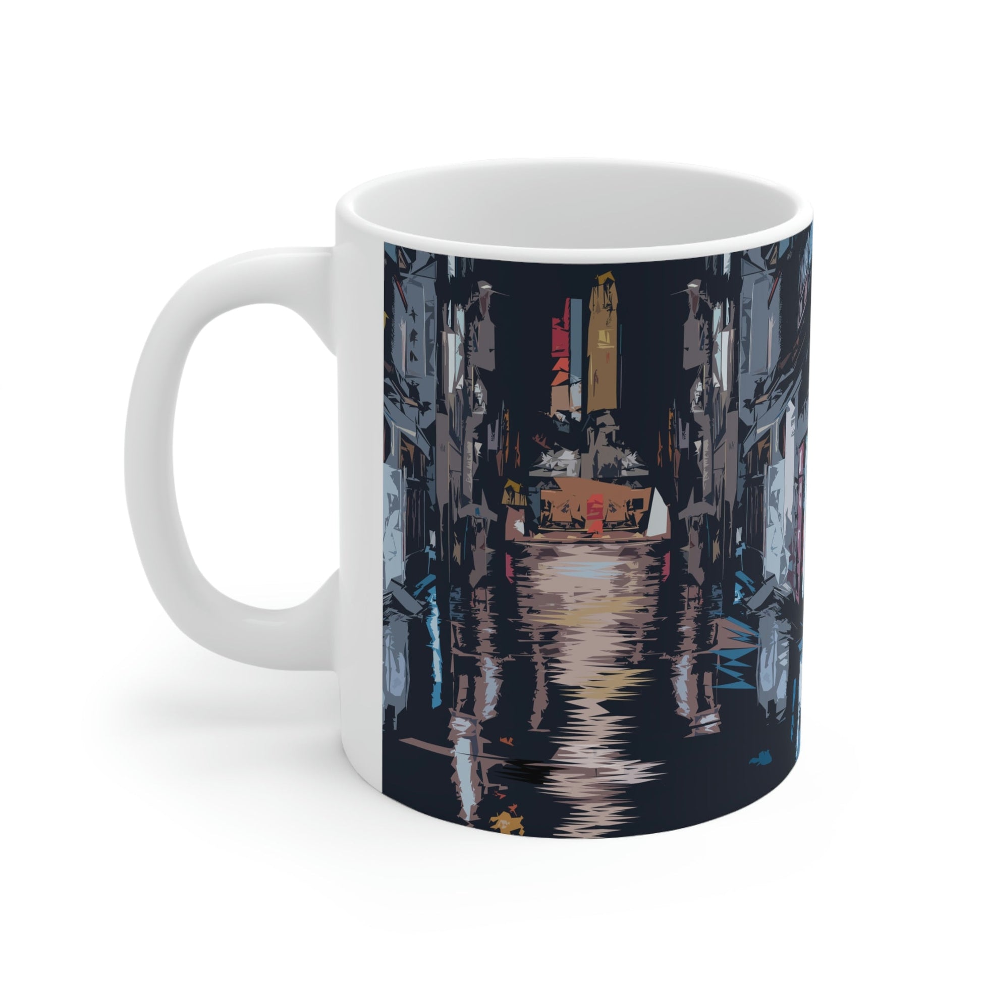 City Night Modern Abstract Art Ceramic Mug 11oz Ichaku [Perfect Gifts Selection]