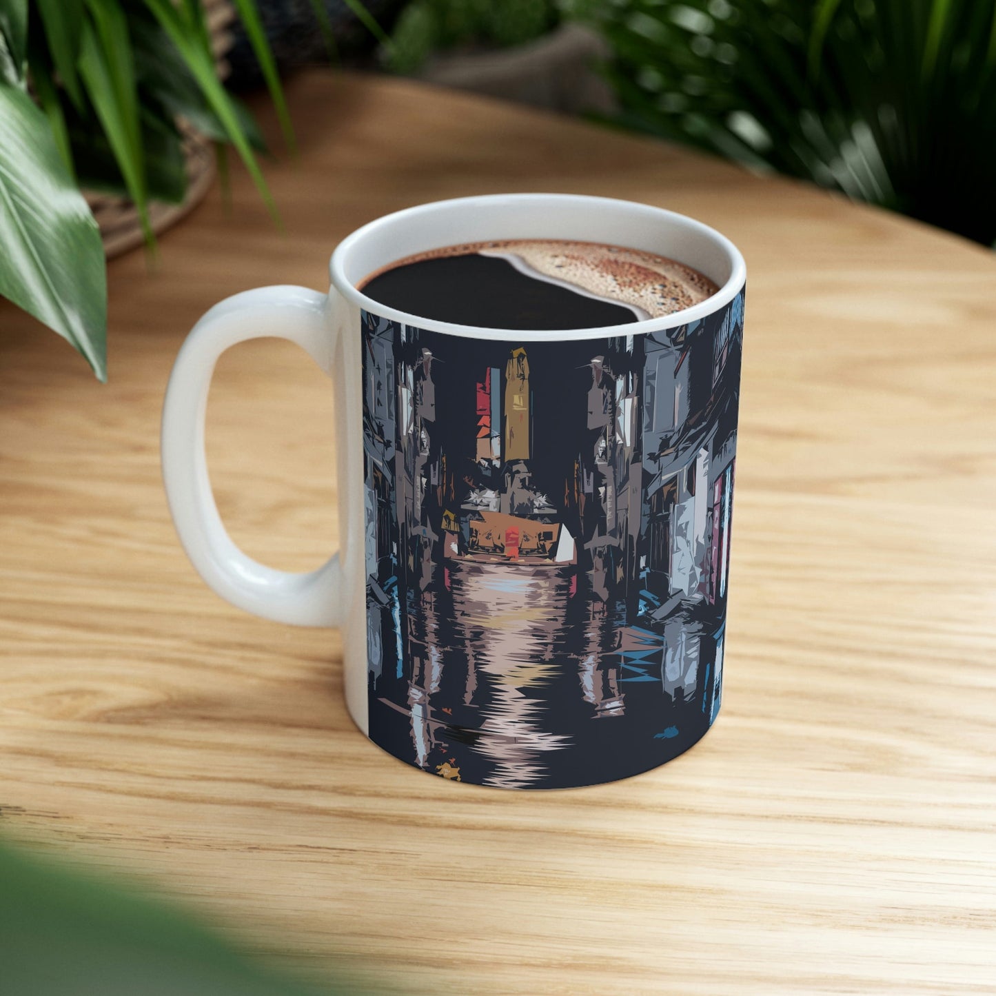 City Night Modern Abstract Art Ceramic Mug 11oz Ichaku [Perfect Gifts Selection]