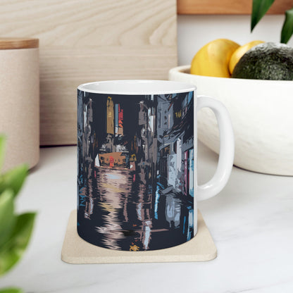 City Night Modern Abstract Art Ceramic Mug 11oz Ichaku [Perfect Gifts Selection]