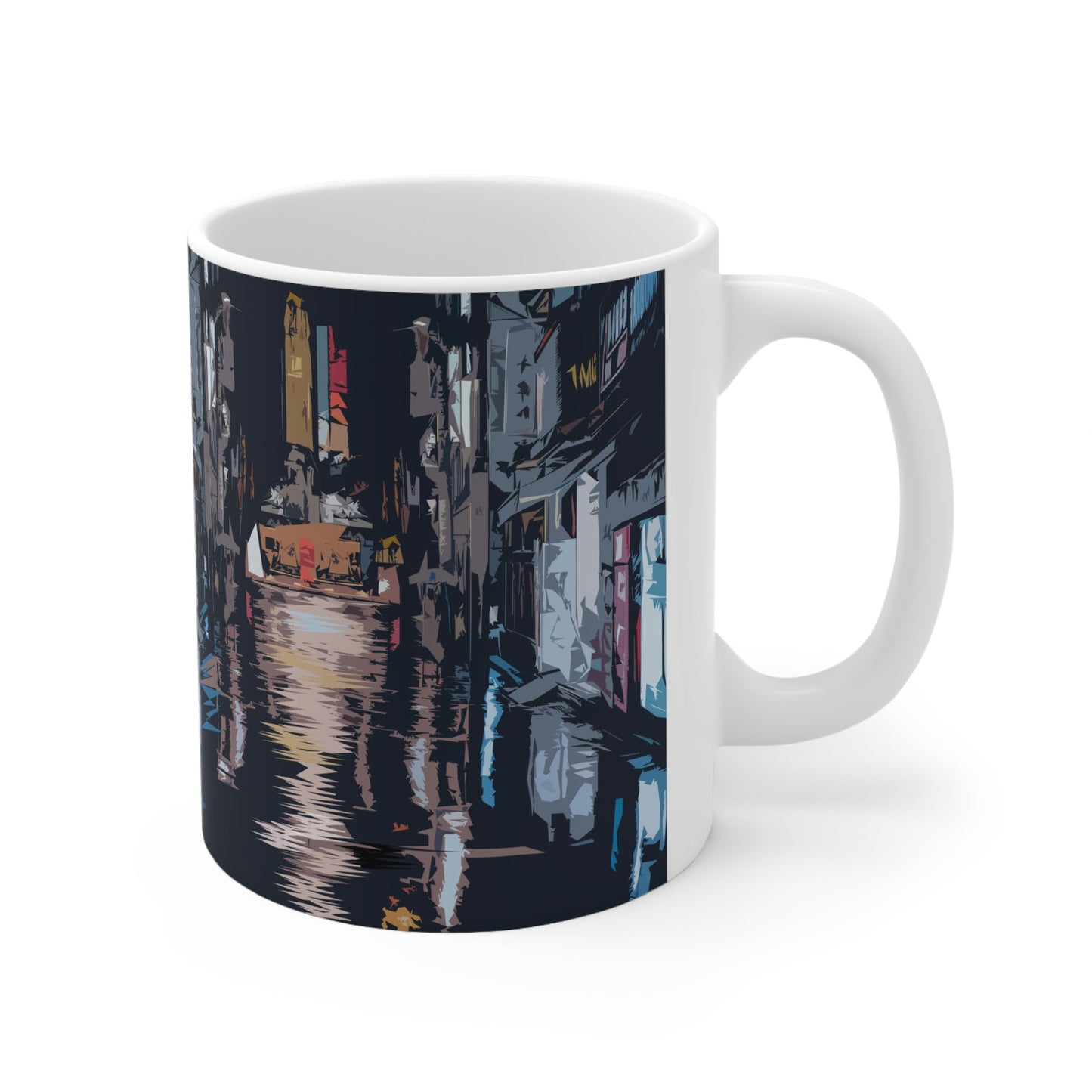 City Night Modern Abstract Art Ceramic Mug 11oz Ichaku [Perfect Gifts Selection]