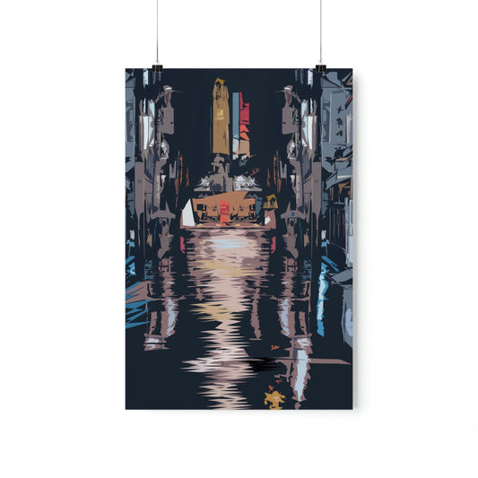 City Night Modern Abstract Art Premium Matte Vertical Posters Ichaku [Perfect Gifts Selection]