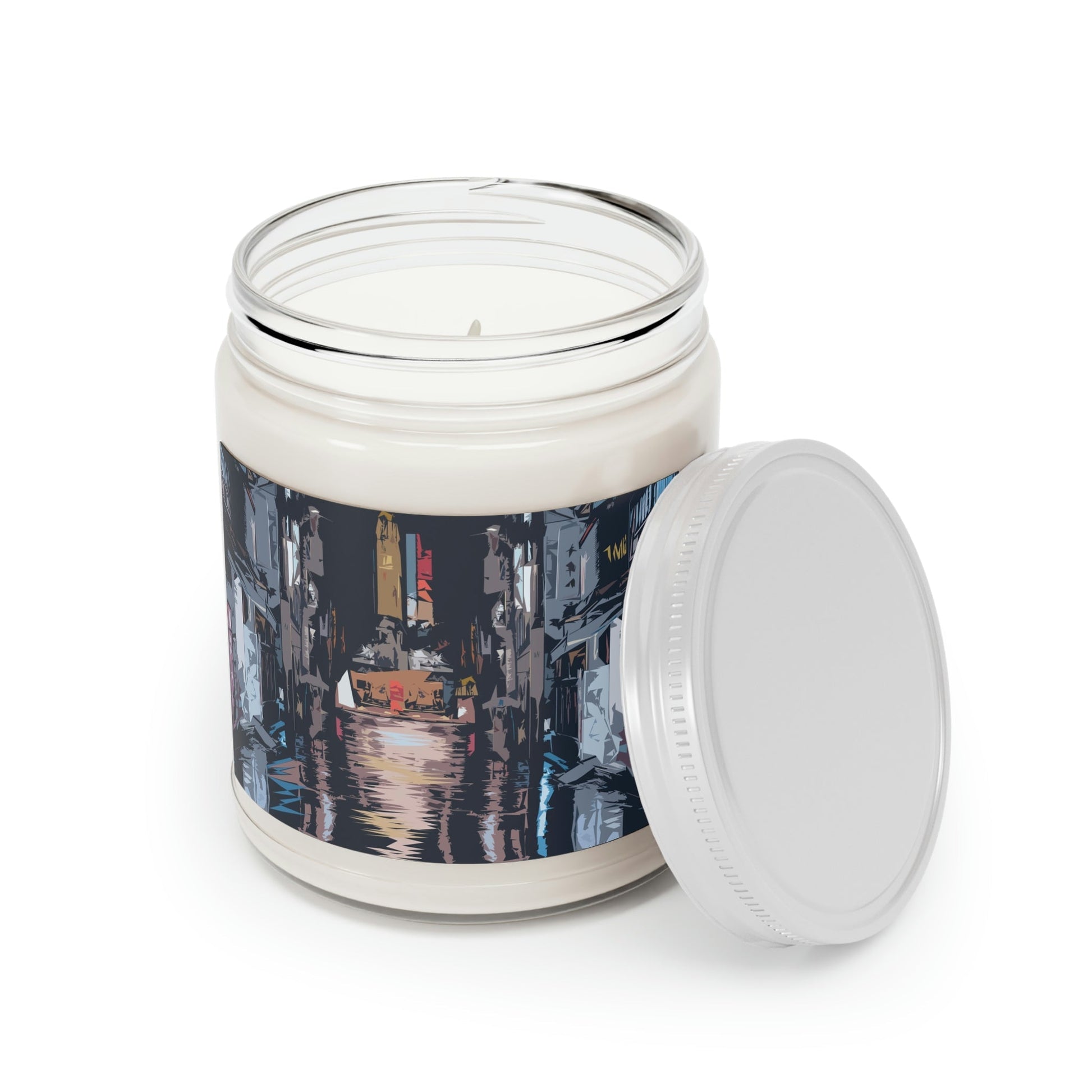 City Night Modern Abstract Art Scented Candle Up to 60hSoy Wax 9oz Ichaku [Perfect Gifts Selection]