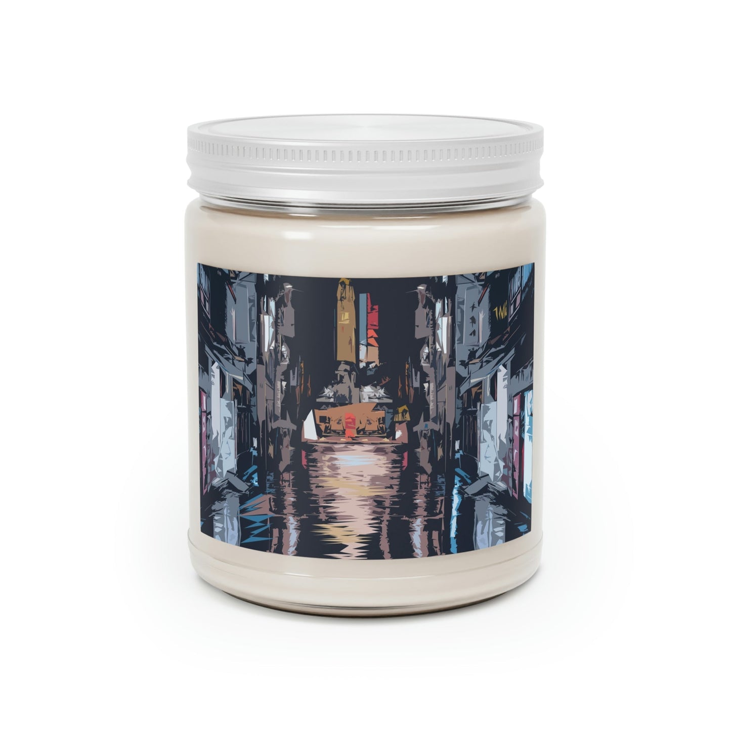 City Night Modern Abstract Art Scented Candle Up to 60hSoy Wax 9oz Ichaku [Perfect Gifts Selection]