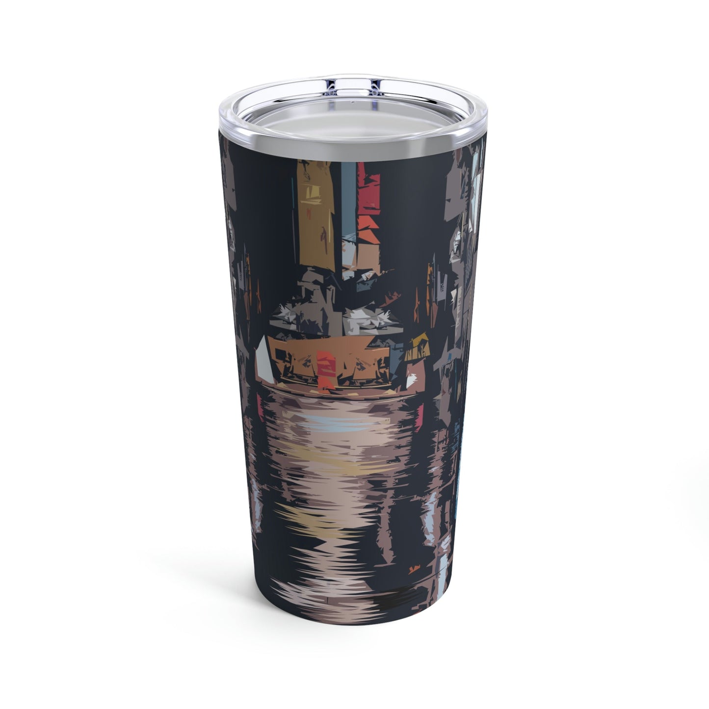 City Night Modern Abstract Art Stainless Steel Hot or Cold Vacuum Tumbler 20oz Ichaku [Perfect Gifts Selection]