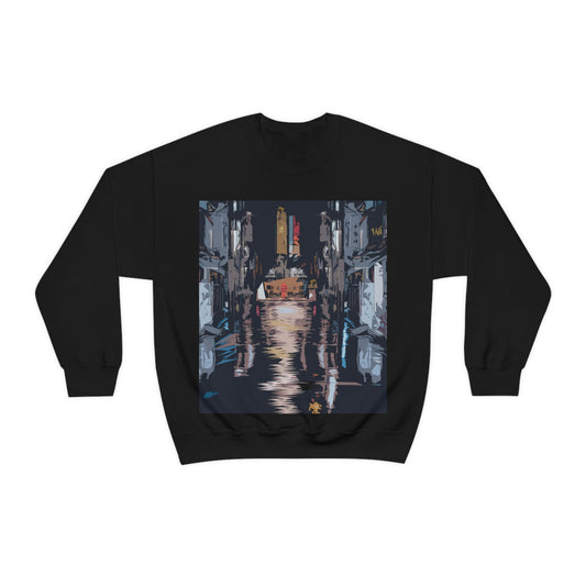 City Night Modern Abstract Art Unisex Heavy Blend™ Crewneck Sweatshirt Ichaku [Perfect Gifts Selection]