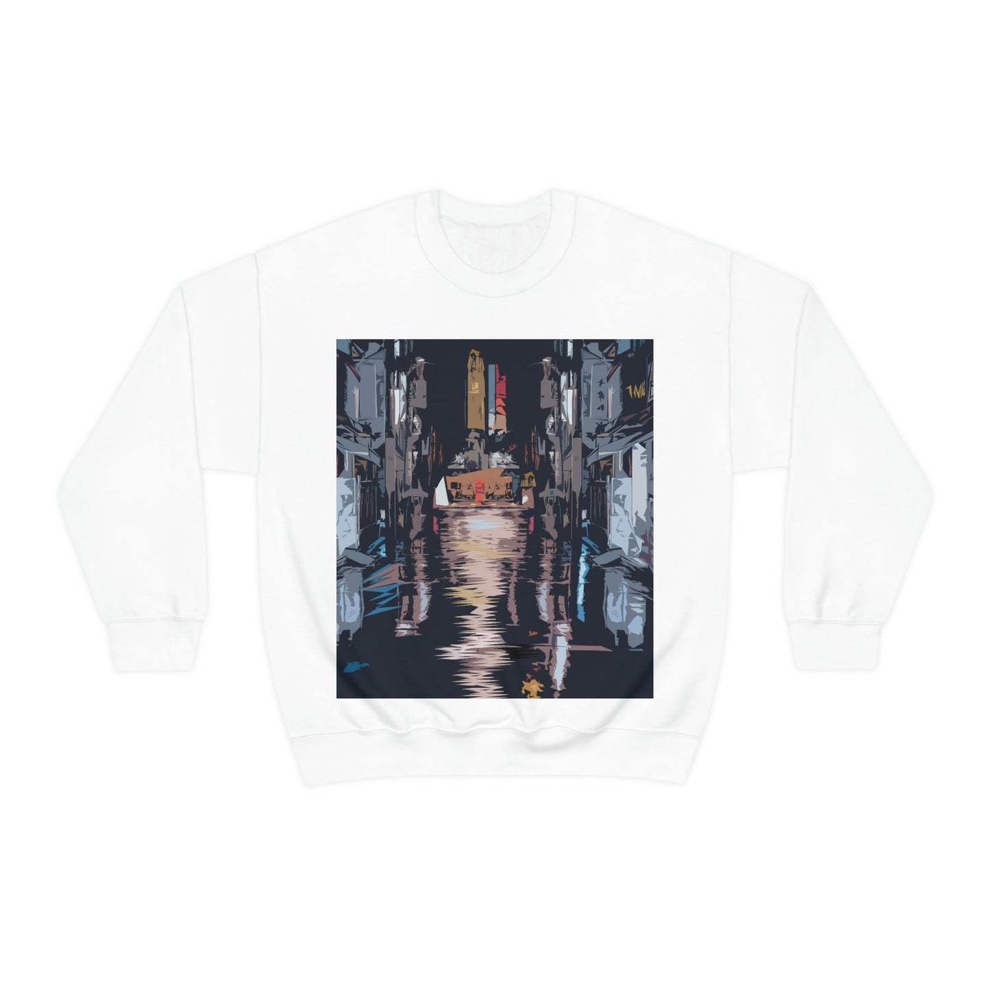 City Night Modern Abstract Art Unisex Heavy Blend™ Crewneck Sweatshirt Ichaku [Perfect Gifts Selection]