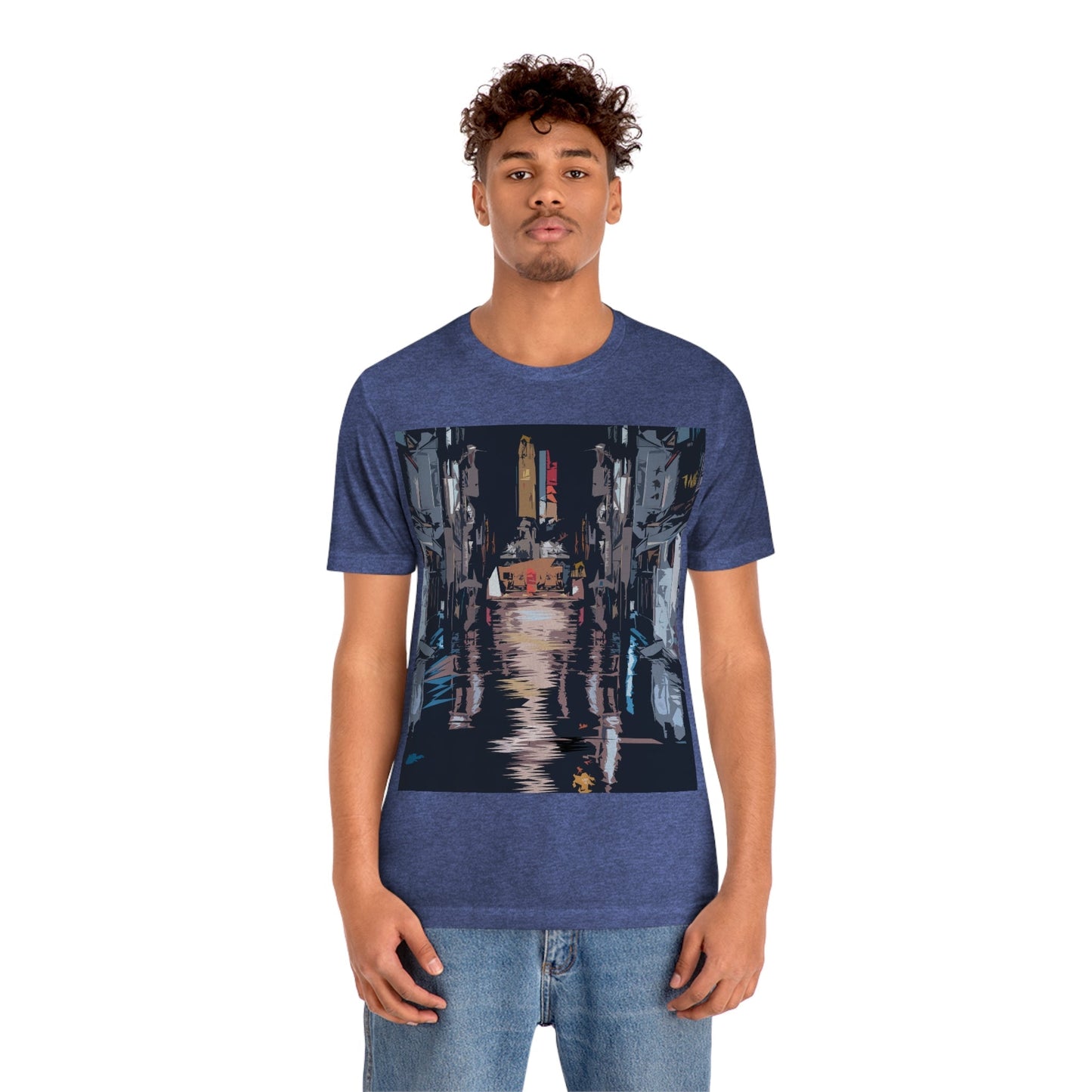 City Night Modern Abstract Art Unisex Jersey Short Sleeve T-Shirt Ichaku [Perfect Gifts Selection]