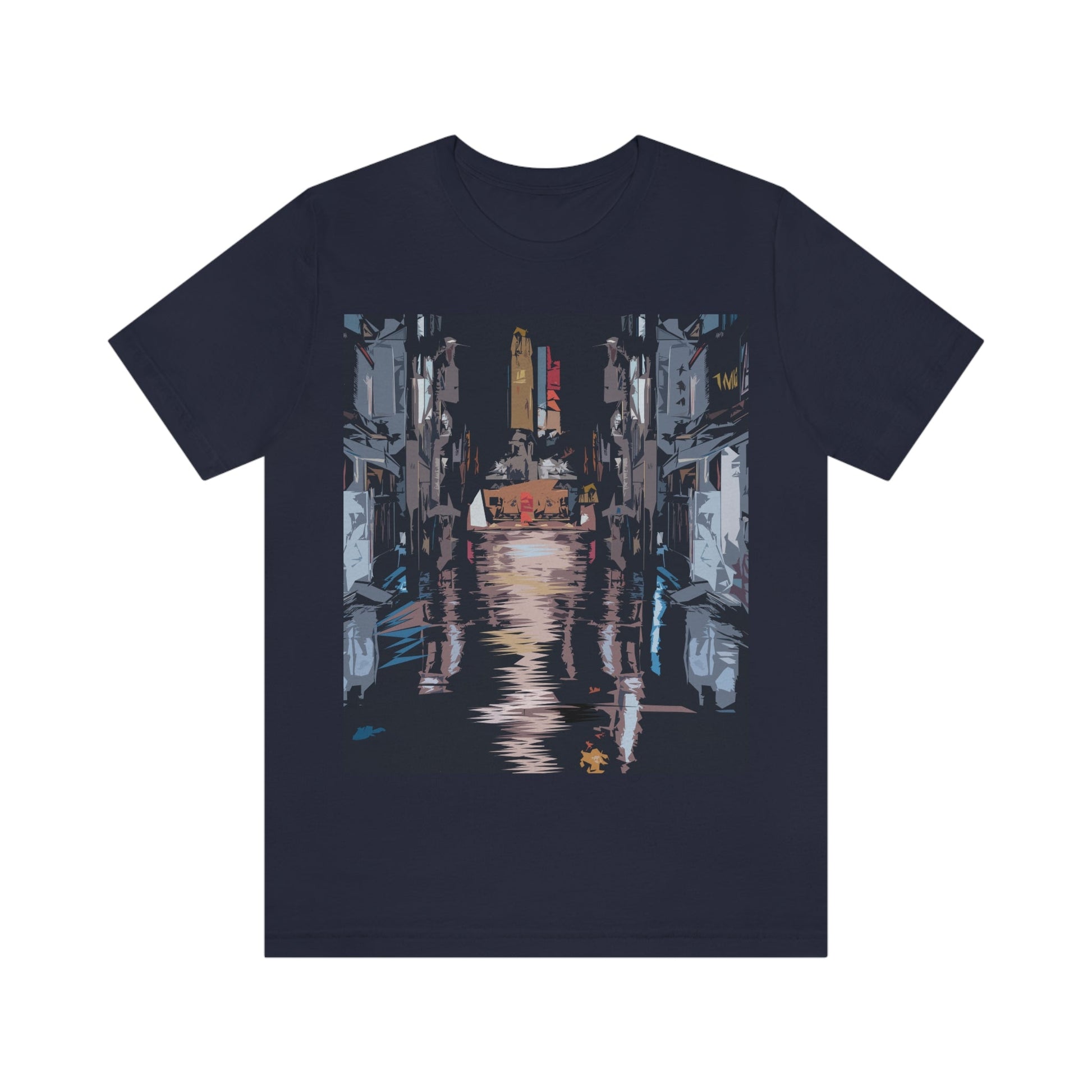 City Night Modern Abstract Art Unisex Jersey Short Sleeve T-Shirt Ichaku [Perfect Gifts Selection]