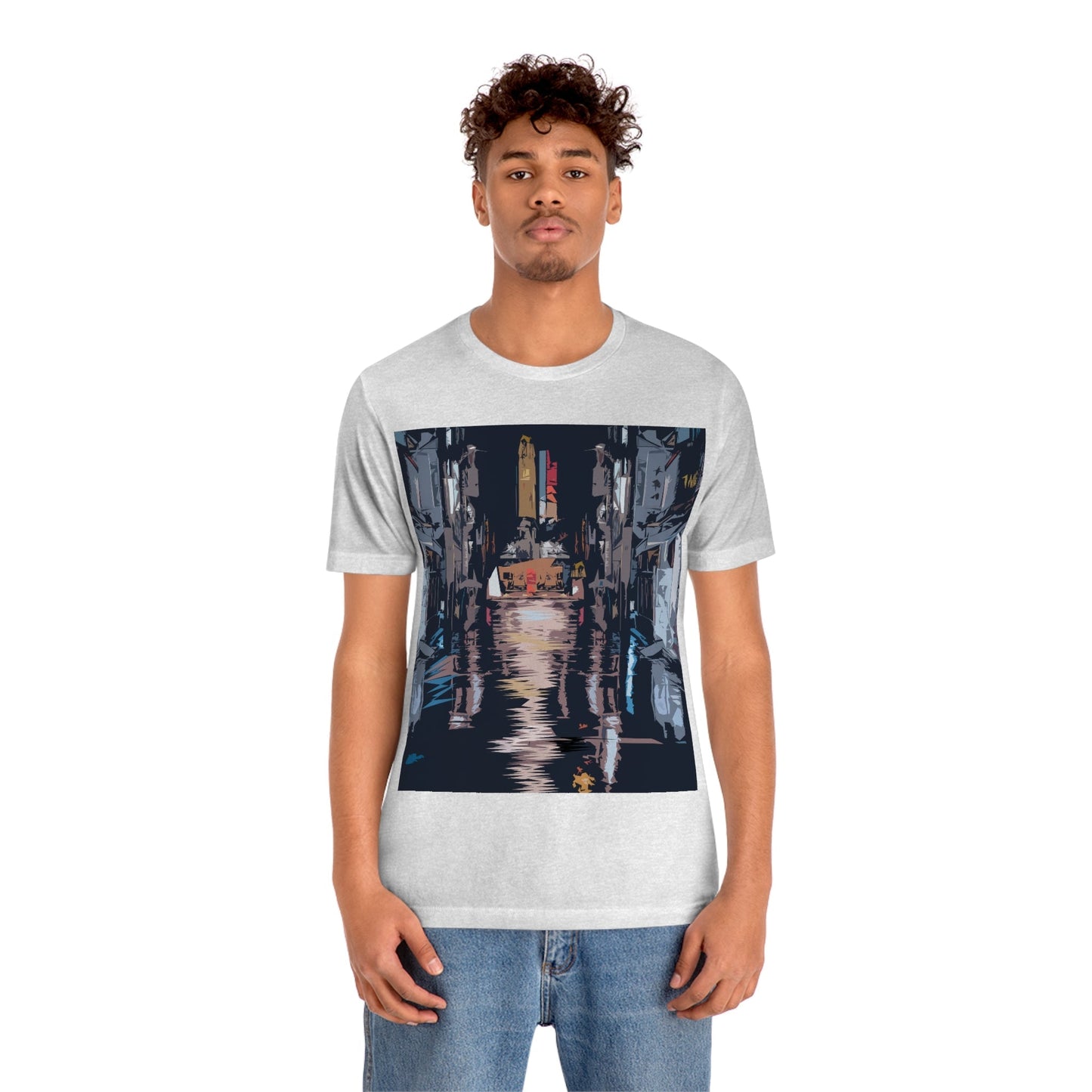 City Night Modern Abstract Art Unisex Jersey Short Sleeve T-Shirt Ichaku [Perfect Gifts Selection]