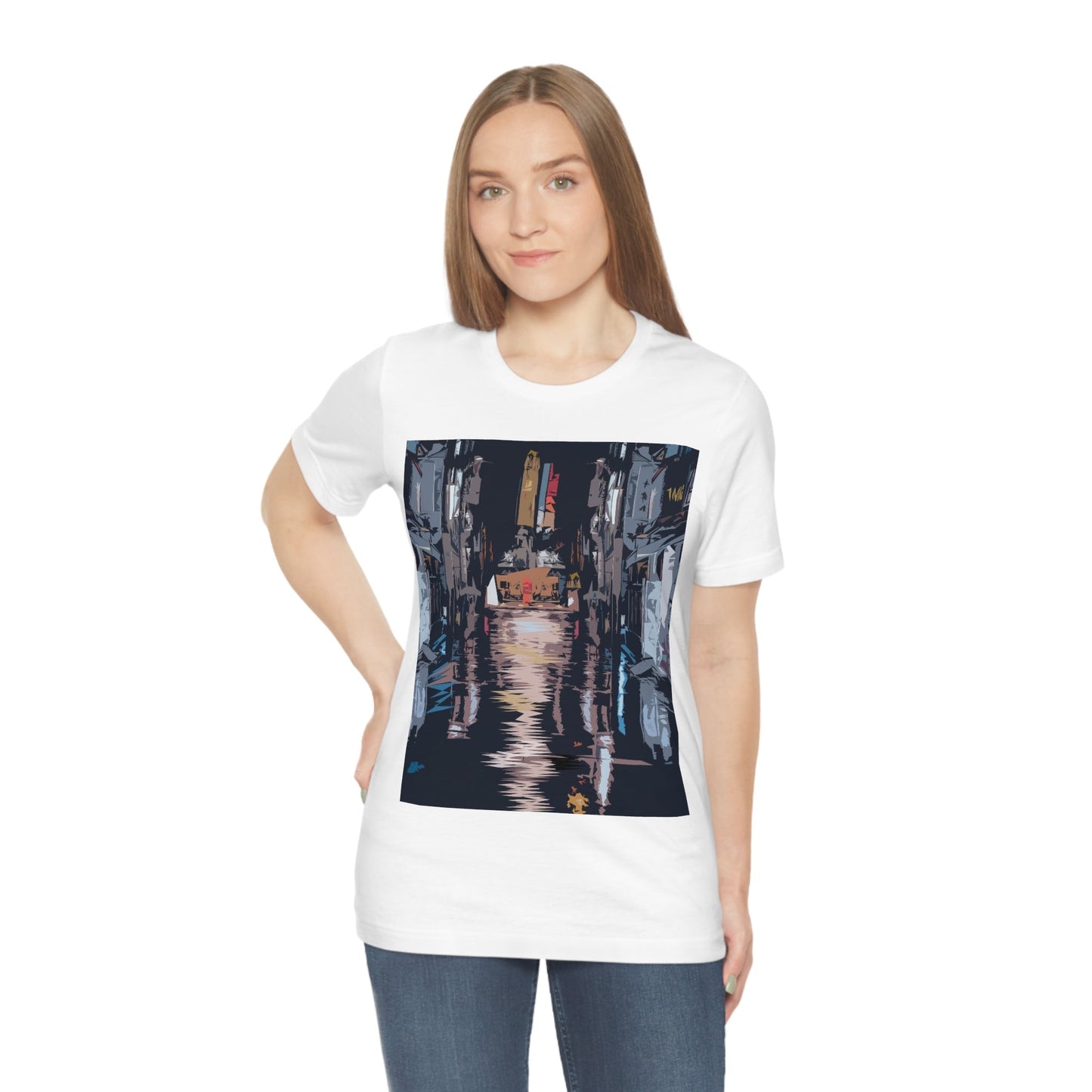 City Night Modern Abstract Art Unisex Jersey Short Sleeve T-Shirt Ichaku [Perfect Gifts Selection]