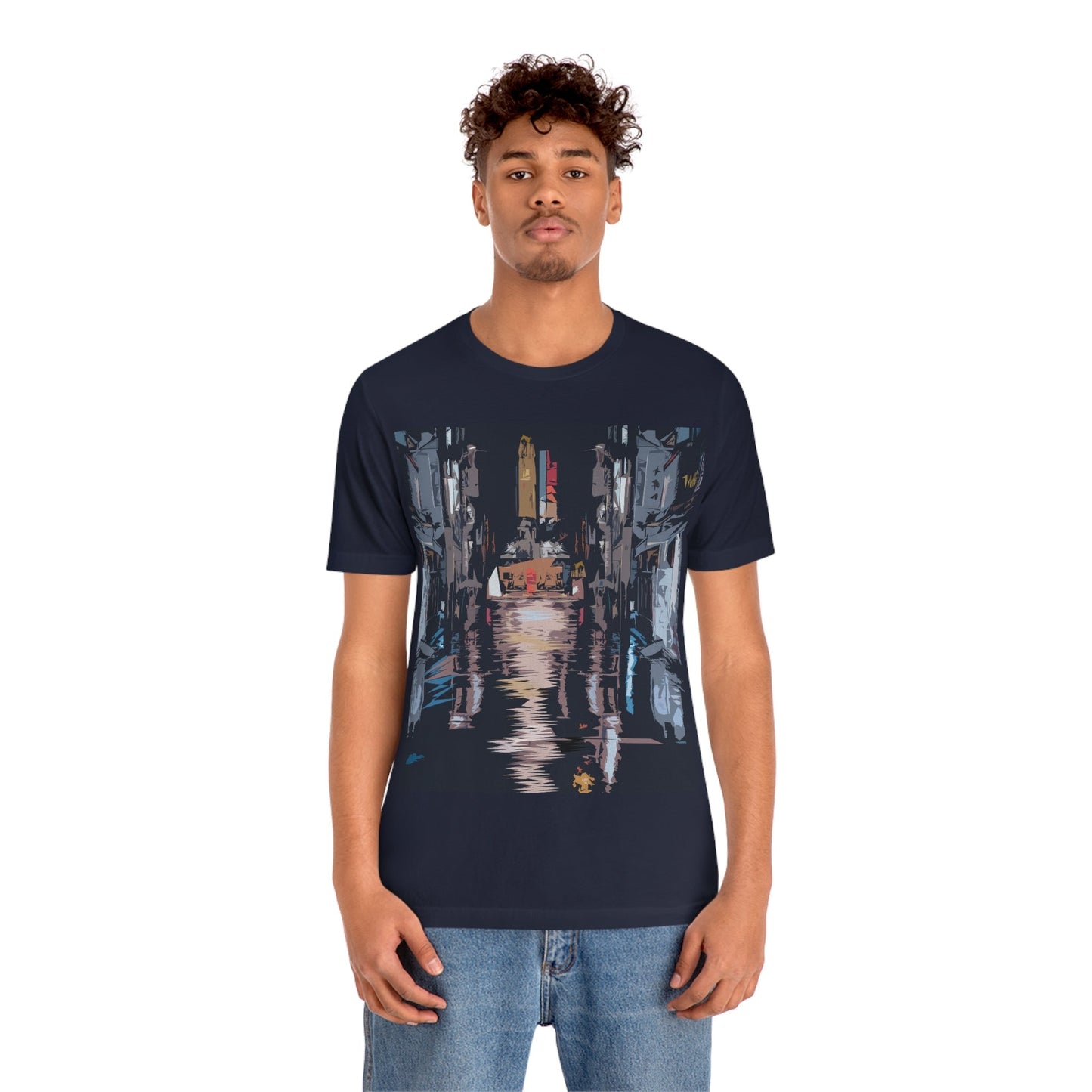 City Night Modern Abstract Art Unisex Jersey Short Sleeve T-Shirt Ichaku [Perfect Gifts Selection]