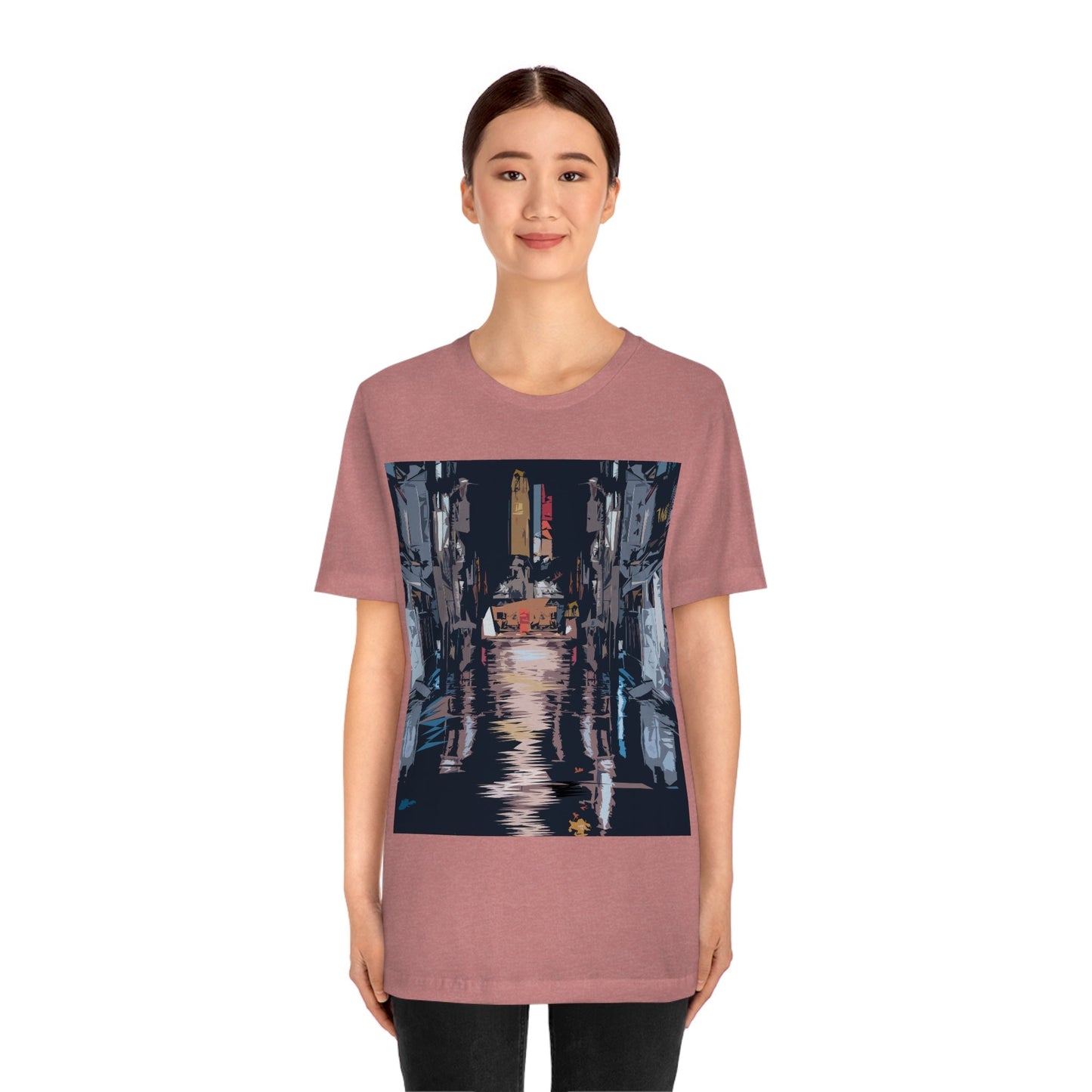 City Night Modern Abstract Art Unisex Jersey Short Sleeve T-Shirt Ichaku [Perfect Gifts Selection]