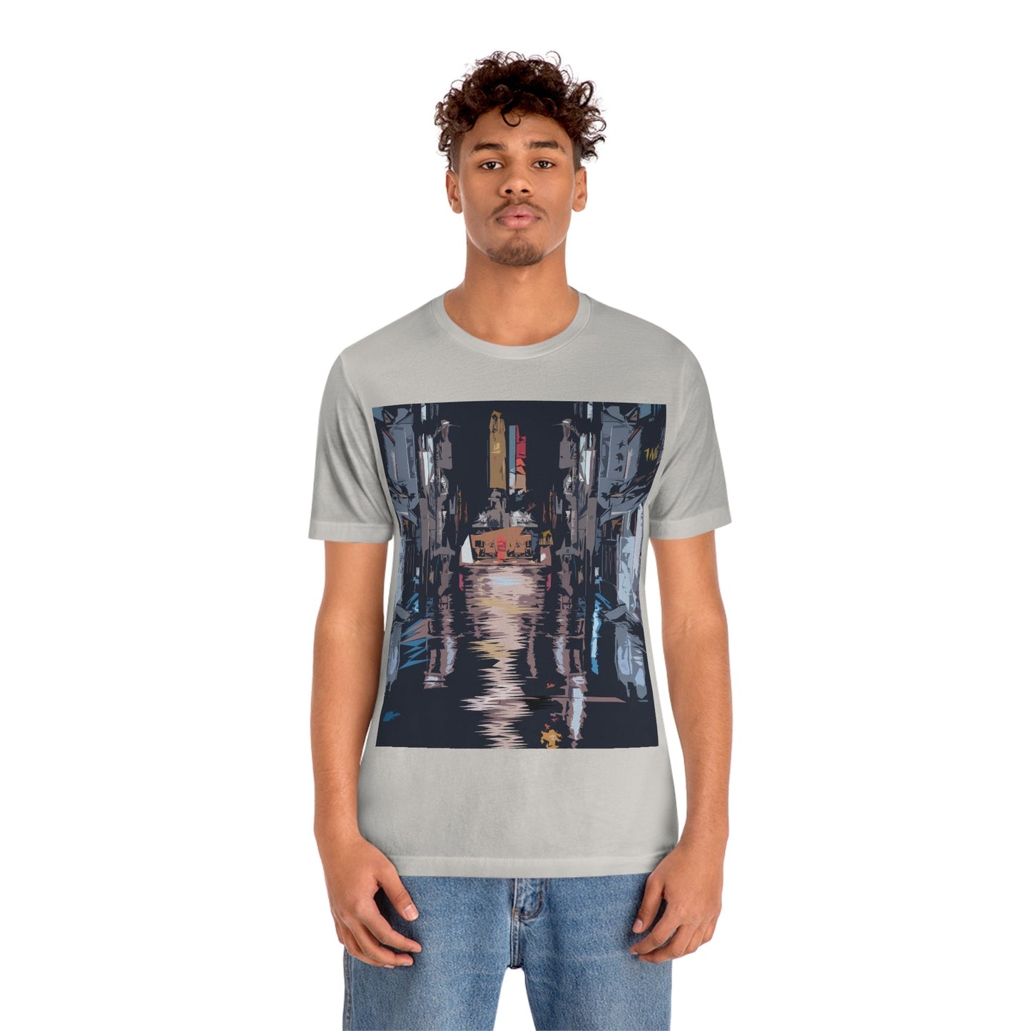 City Night Modern Abstract Art Unisex Jersey Short Sleeve T-Shirt Ichaku [Perfect Gifts Selection]