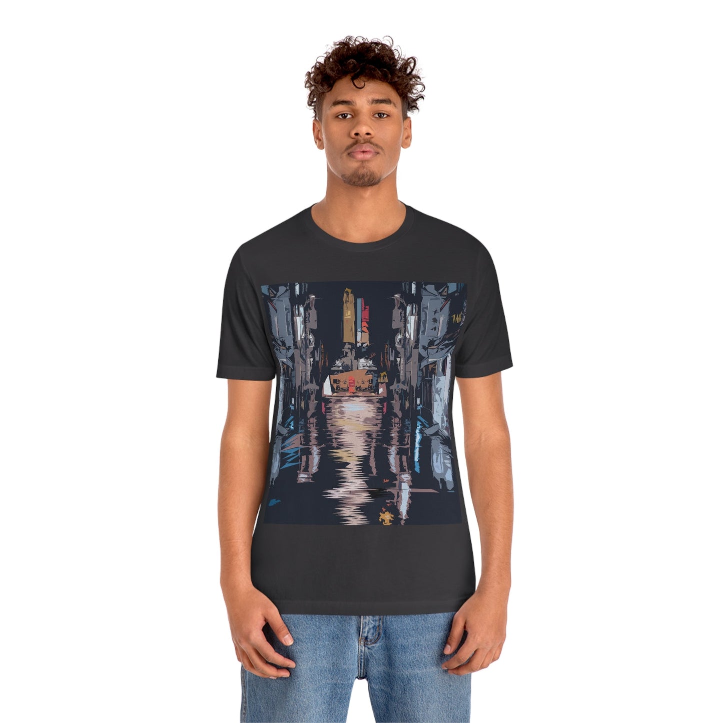 City Night Modern Abstract Art Unisex Jersey Short Sleeve T-Shirt Ichaku [Perfect Gifts Selection]