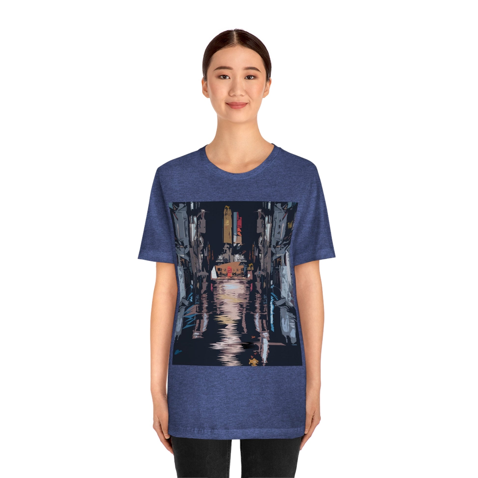 City Night Modern Abstract Art Unisex Jersey Short Sleeve T-Shirt Ichaku [Perfect Gifts Selection]