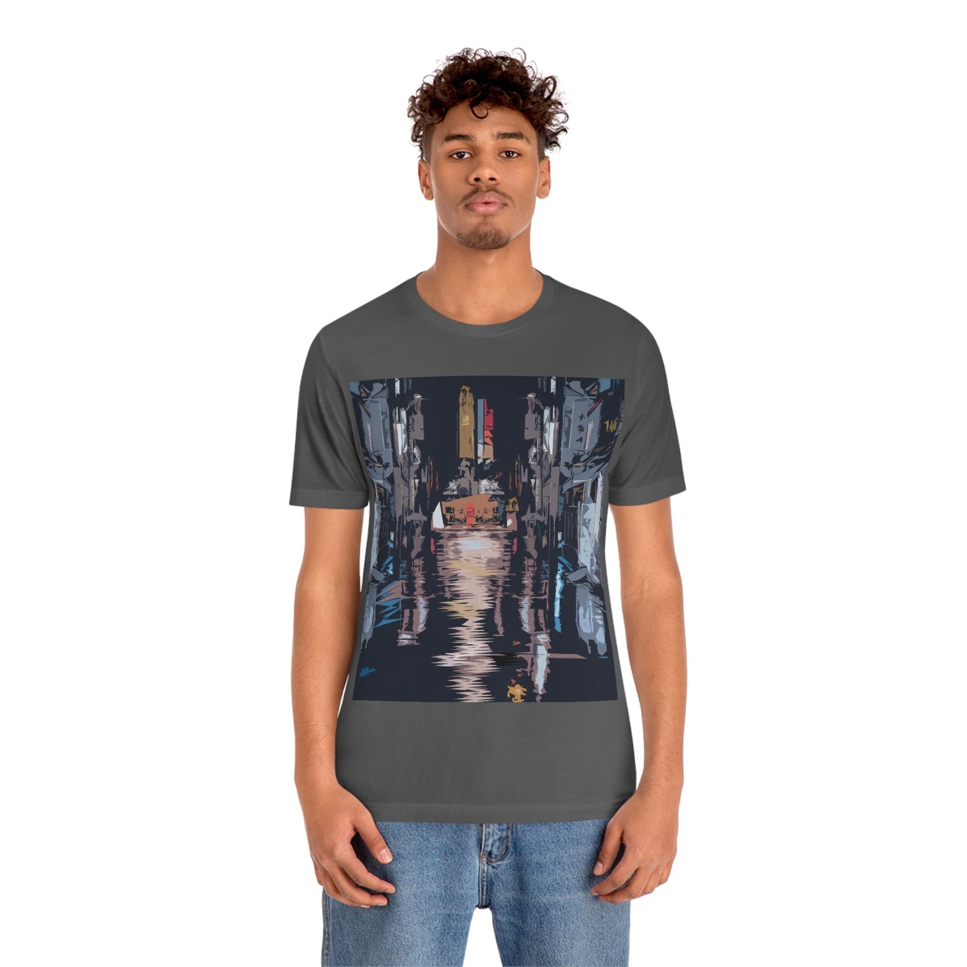 City Night Modern Abstract Art Unisex Jersey Short Sleeve T-Shirt Ichaku [Perfect Gifts Selection]