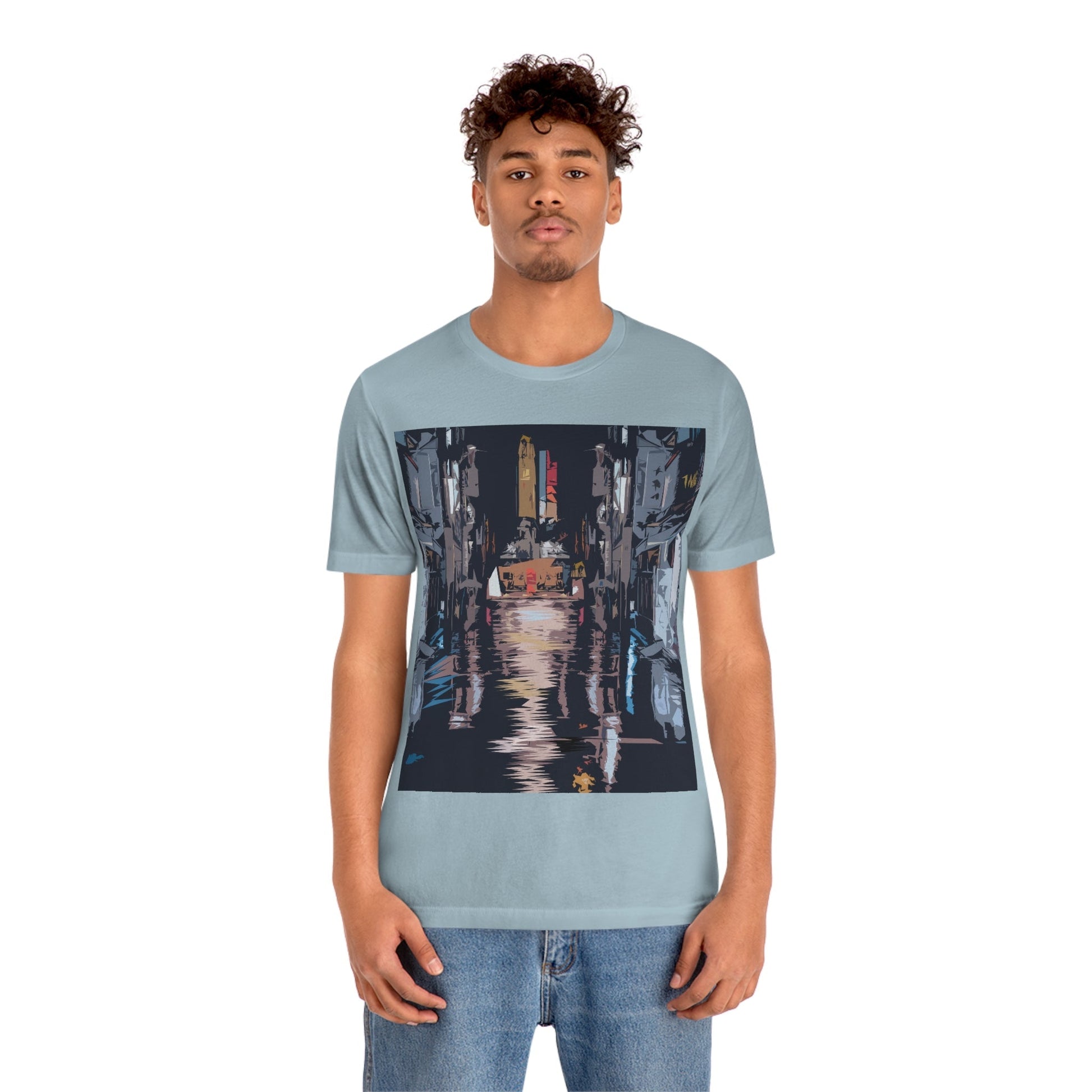 City Night Modern Abstract Art Unisex Jersey Short Sleeve T-Shirt Ichaku [Perfect Gifts Selection]
