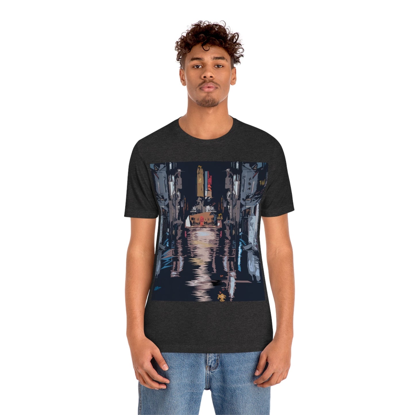 City Night Modern Abstract Art Unisex Jersey Short Sleeve T-Shirt Ichaku [Perfect Gifts Selection]