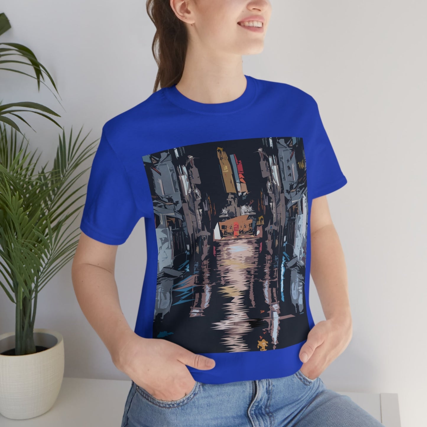 City Night Modern Abstract Art Unisex Jersey Short Sleeve T-Shirt Ichaku [Perfect Gifts Selection]