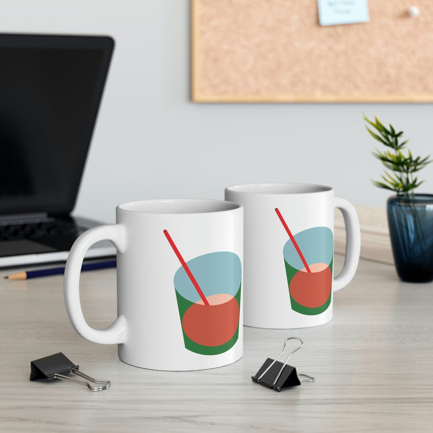 Cocktail Minimal Art Illustration Kitchen Drinks Aesthetic Ceramic Mug 11oz Ichaku [Perfect Gifts Selection]