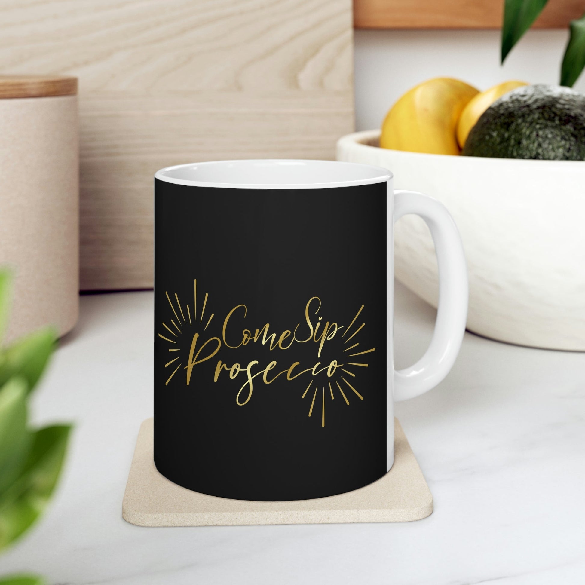 Come Sip Prosecco Party Wine Art Ceramic Mug 11oz Ichaku [Perfect Gifts Selection]