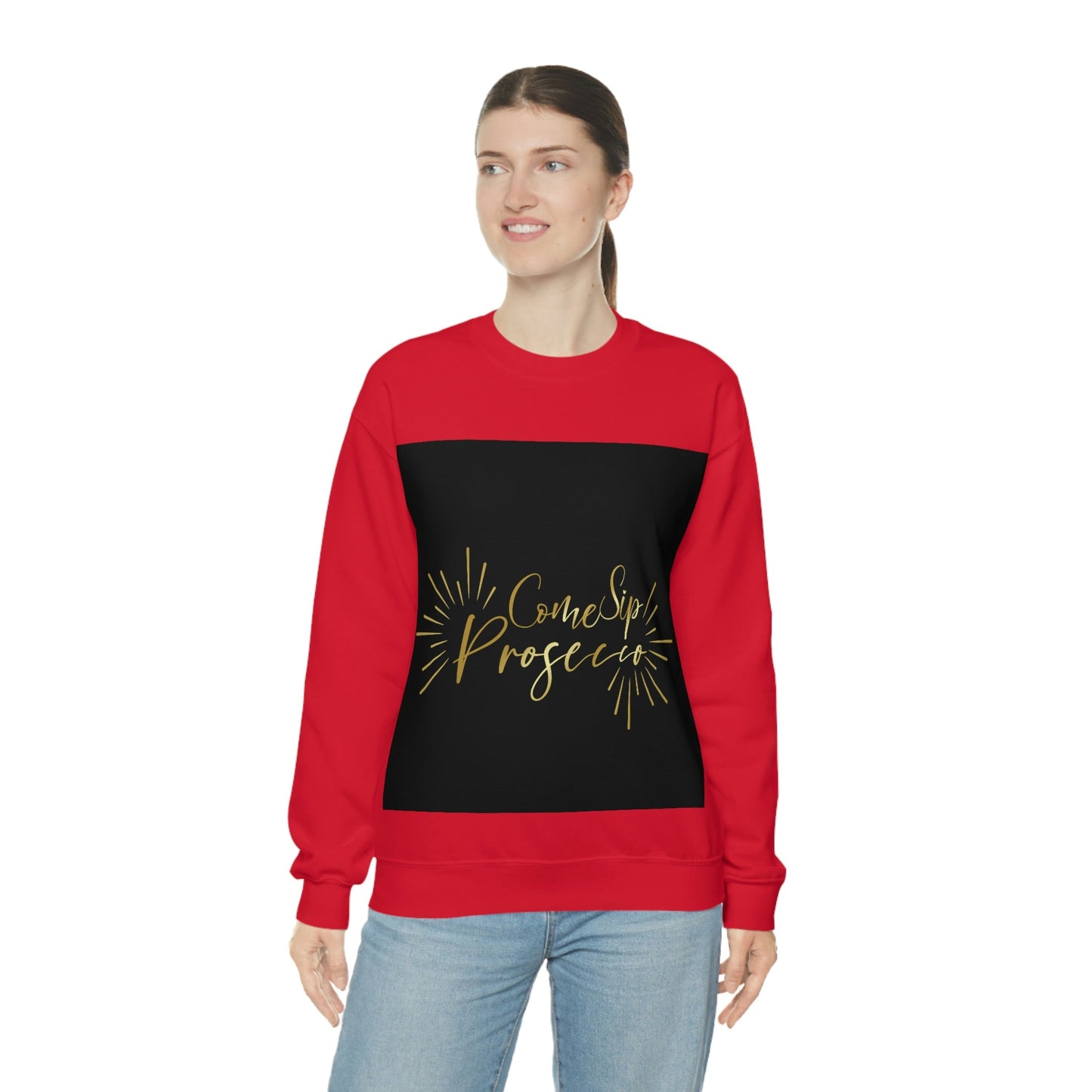 Come Sip Prosecco Party Wine Art Unisex Heavy Blend™ Crewneck Sweatshirt Ichaku [Perfect Gifts Selection]