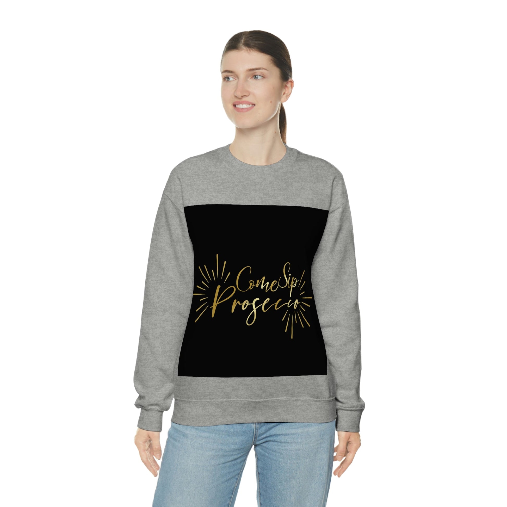 Come Sip Prosecco Party Wine Art Unisex Heavy Blend™ Crewneck Sweatshirt Ichaku [Perfect Gifts Selection]