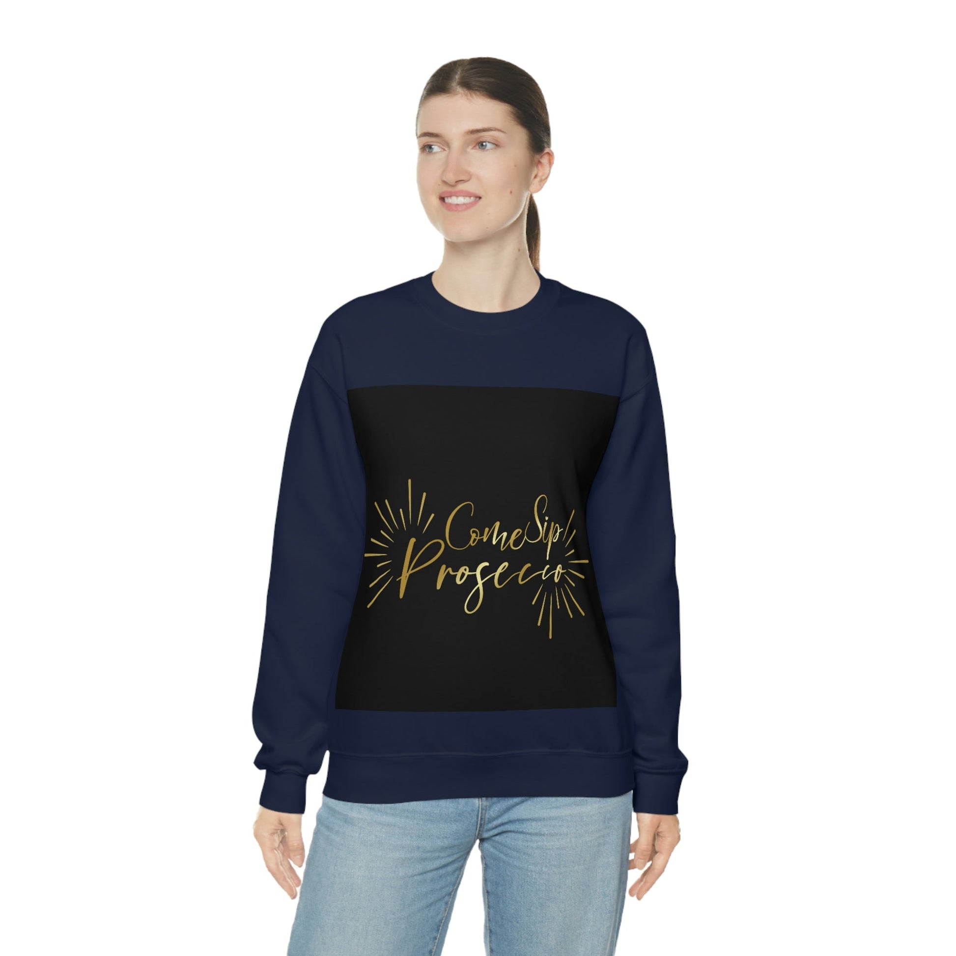 Come Sip Prosecco Party Wine Art Unisex Heavy Blend™ Crewneck Sweatshirt Ichaku [Perfect Gifts Selection]