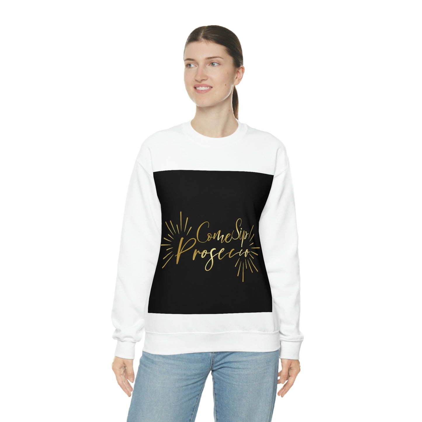 Come Sip Prosecco Party Wine Art Unisex Heavy Blend™ Crewneck Sweatshirt Ichaku [Perfect Gifts Selection]