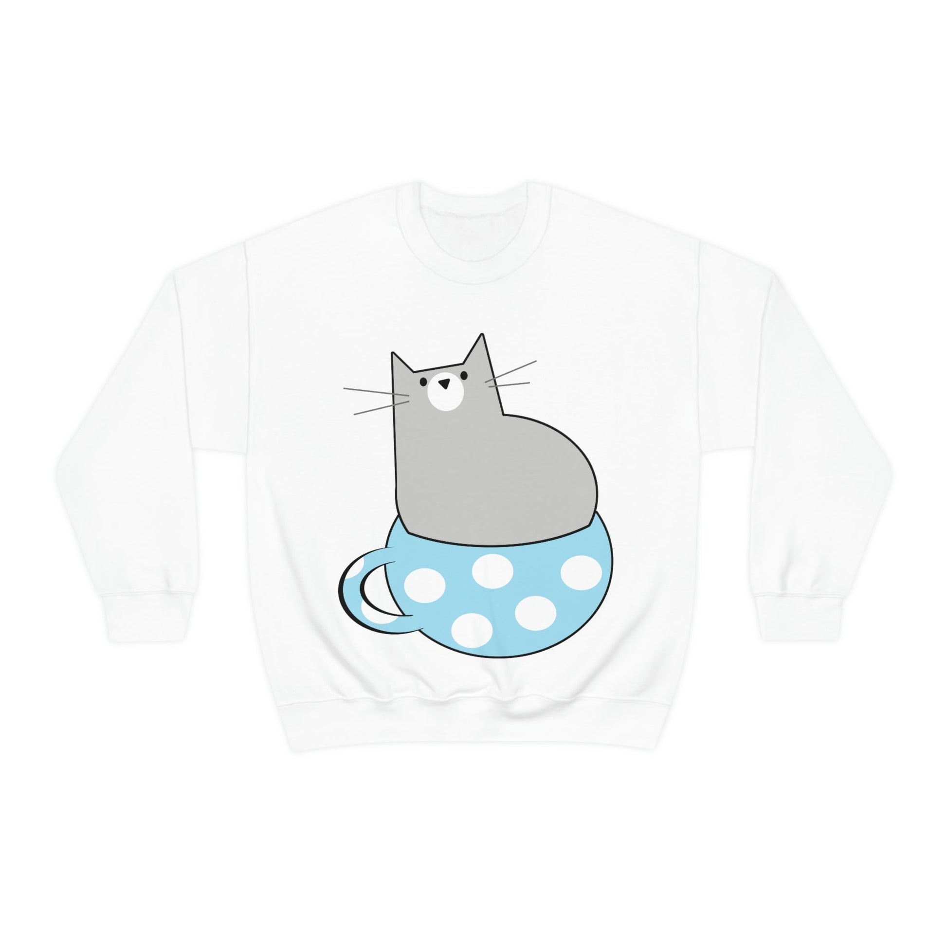 Cup Of Cat Watching Funny Pink Anime Unisex Heavy Blend™ Crewneck Sweatshirt Ichaku [Perfect Gifts Selection]