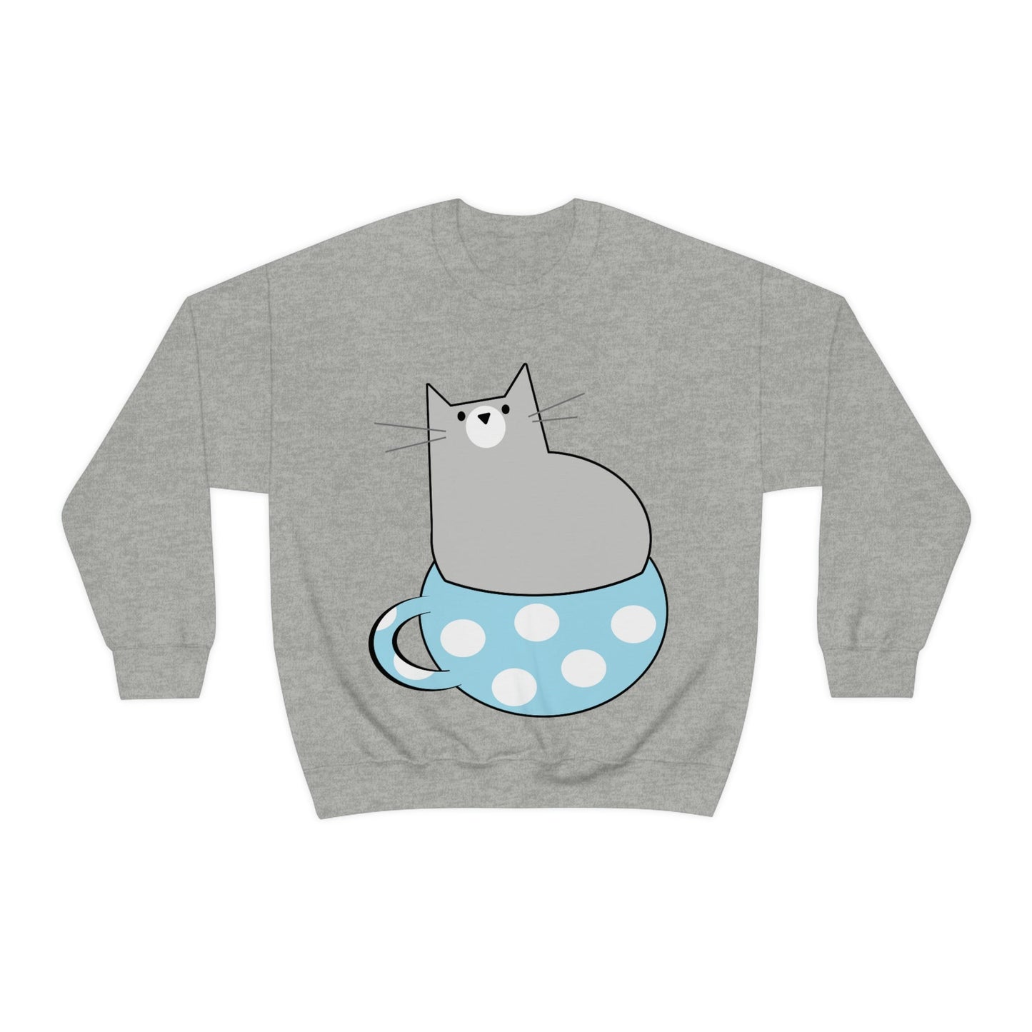 Cup Of Cat Watching Funny Pink Anime Unisex Heavy Blend™ Crewneck Sweatshirt Ichaku [Perfect Gifts Selection]