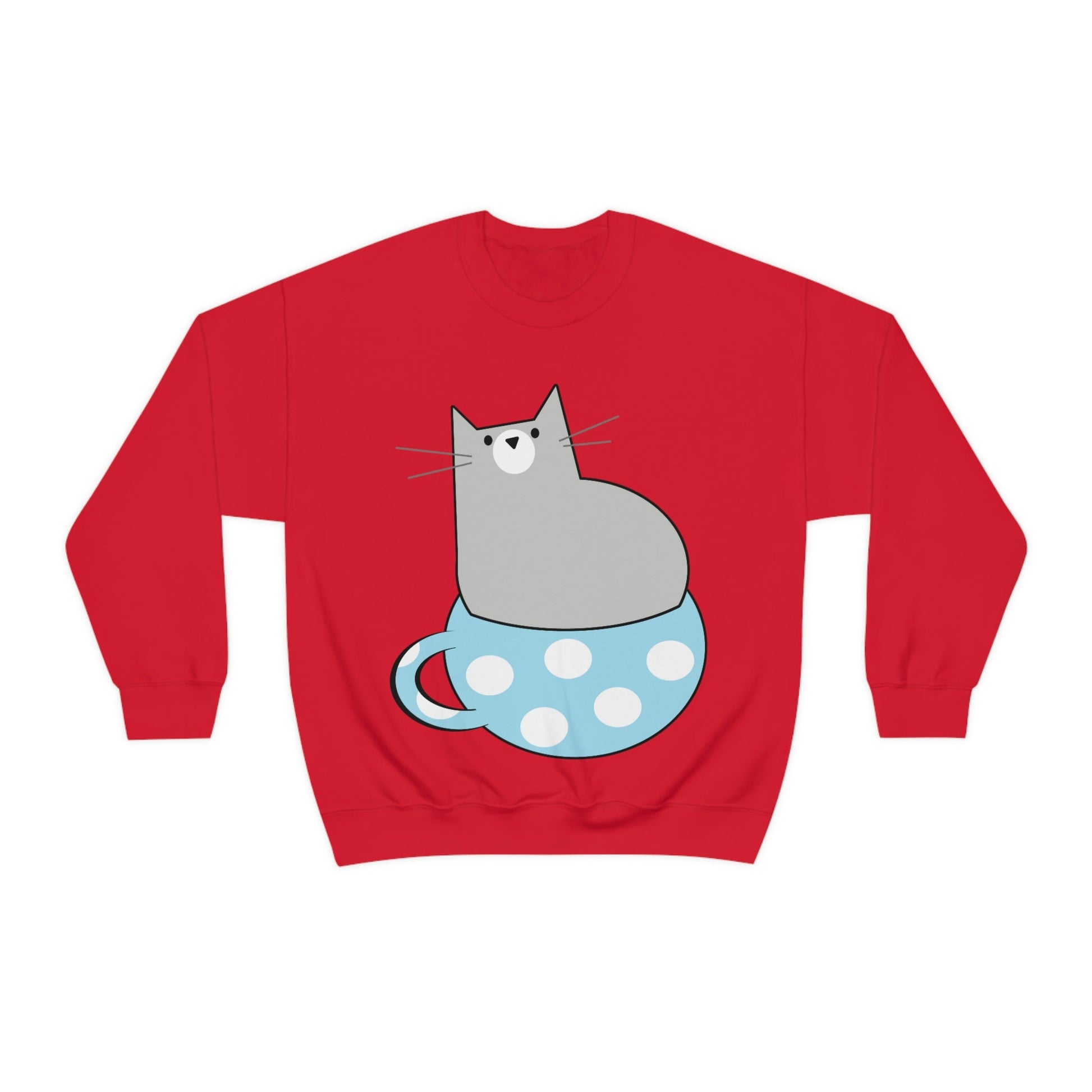 Cup Of Cat Watching Funny Pink Anime Unisex Heavy Blend™ Crewneck Sweatshirt Ichaku [Perfect Gifts Selection]