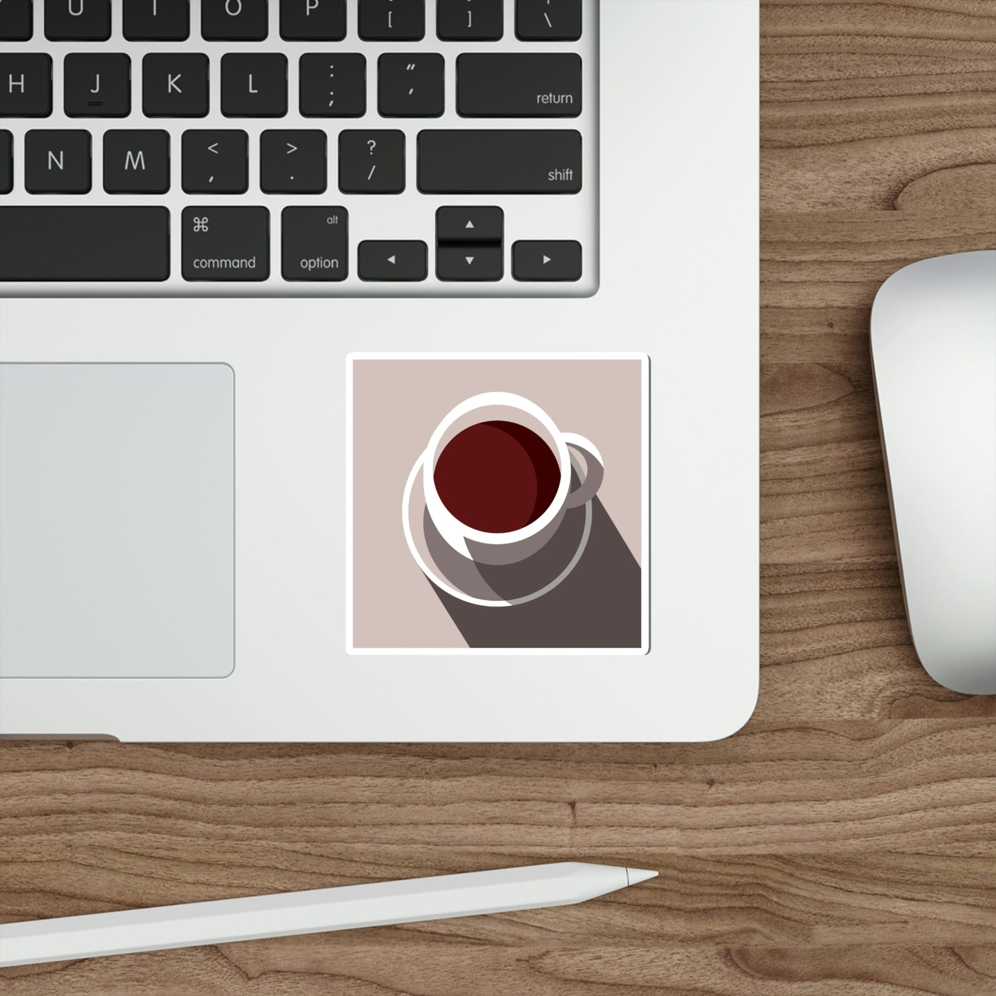 Cup Of Coffee Minimal Art Aesthetic Beige Die-Cut Sticker Ichaku [Perfect Gifts Selection]