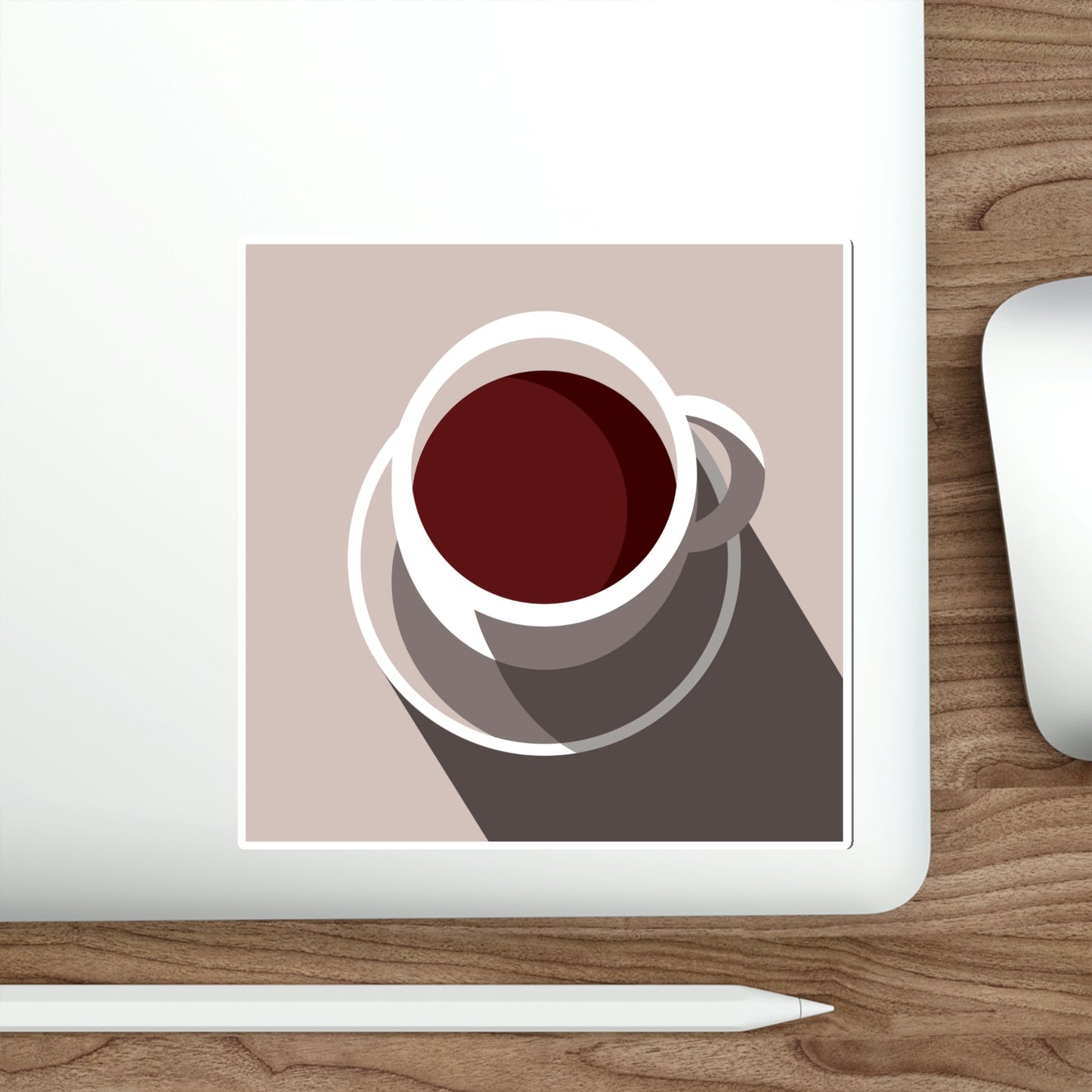 Cup Of Coffee Minimal Art Aesthetic Beige Die-Cut Sticker Ichaku [Perfect Gifts Selection]