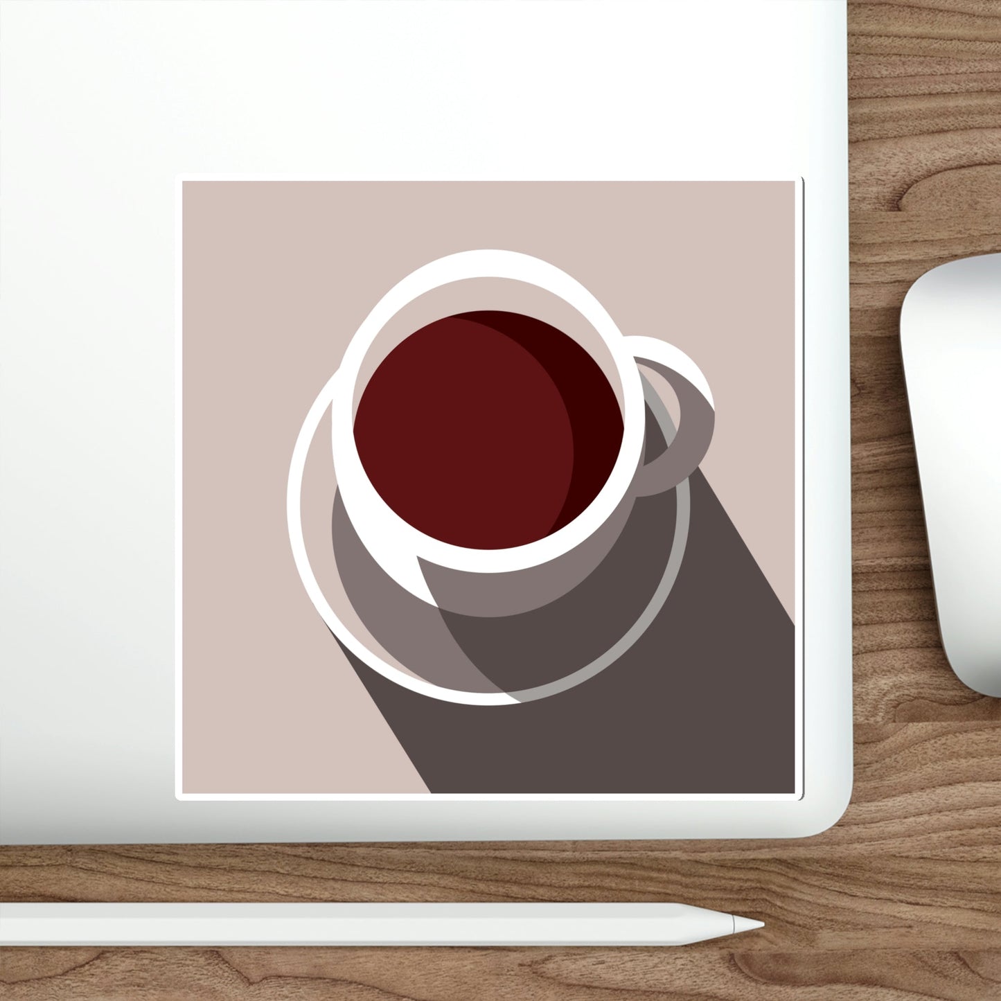 Cup Of Coffee Minimal Art Aesthetic Beige Die-Cut Sticker Ichaku [Perfect Gifts Selection]