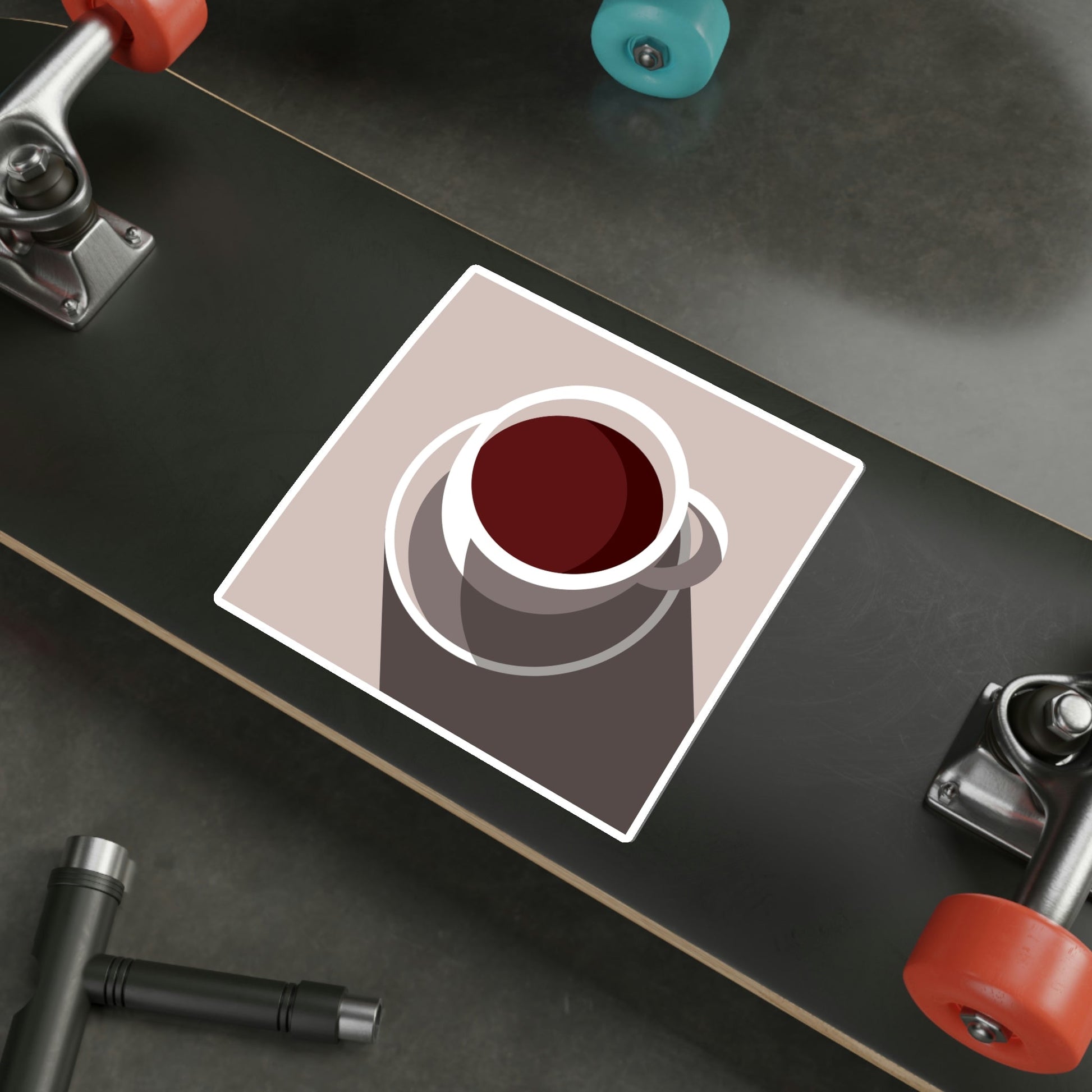 Cup Of Coffee Minimal Art Aesthetic Beige Die-Cut Sticker Ichaku [Perfect Gifts Selection]