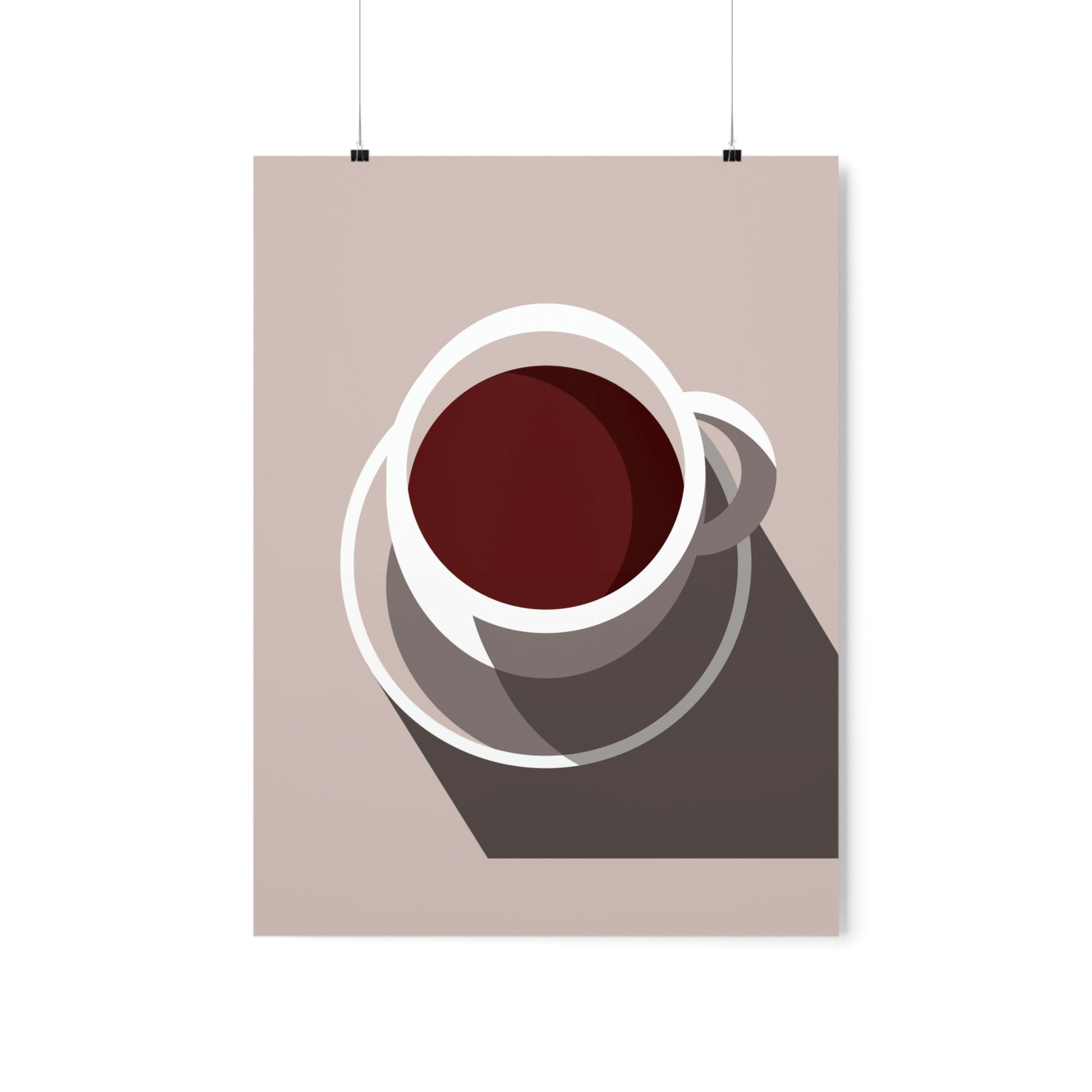 Cup Of Coffee Minimal Art Aesthetic Beige Premium Matte Vertical Posters Ichaku [Perfect Gifts Selection]