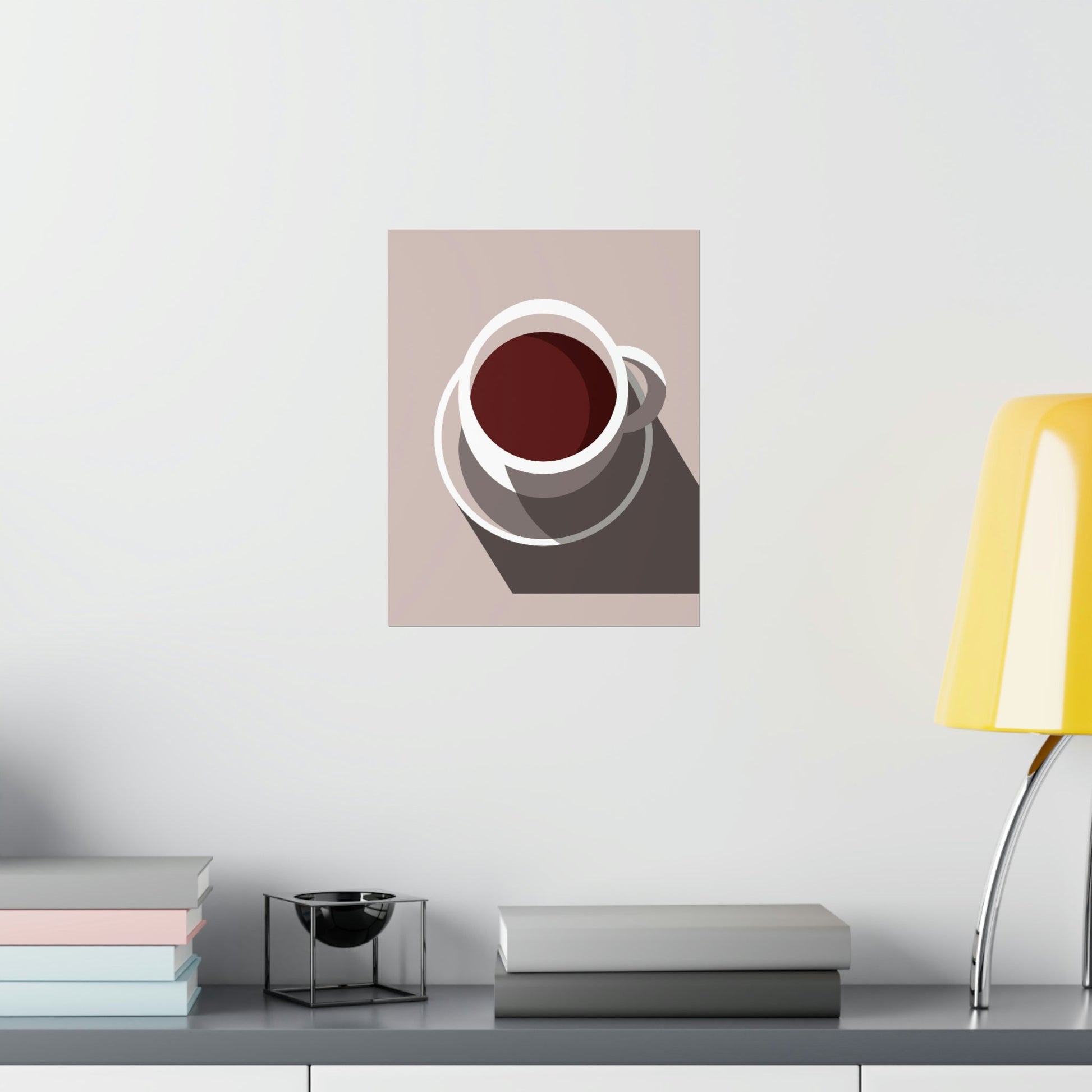 Cup Of Coffee Minimal Art Aesthetic Beige Premium Matte Vertical Posters Ichaku [Perfect Gifts Selection]