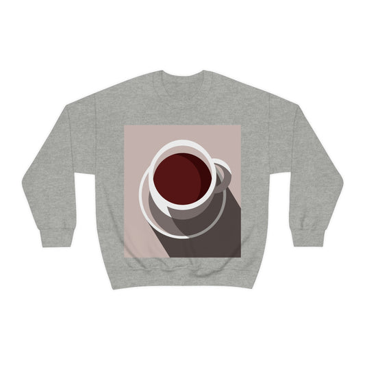 Cup Of Coffee Minimal Art Aesthetic Beige Unisex Heavy Blend™ Crewneck Sweatshirt Ichaku [Perfect Gifts Selection]