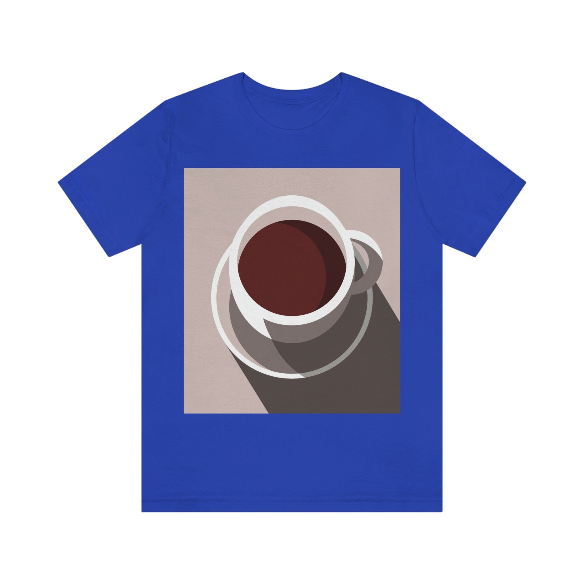 Cup Of Coffee Minimal Art Aesthetic Beige Unisex Jersey Short Sleeve T-Shirt Ichaku [Perfect Gifts Selection]