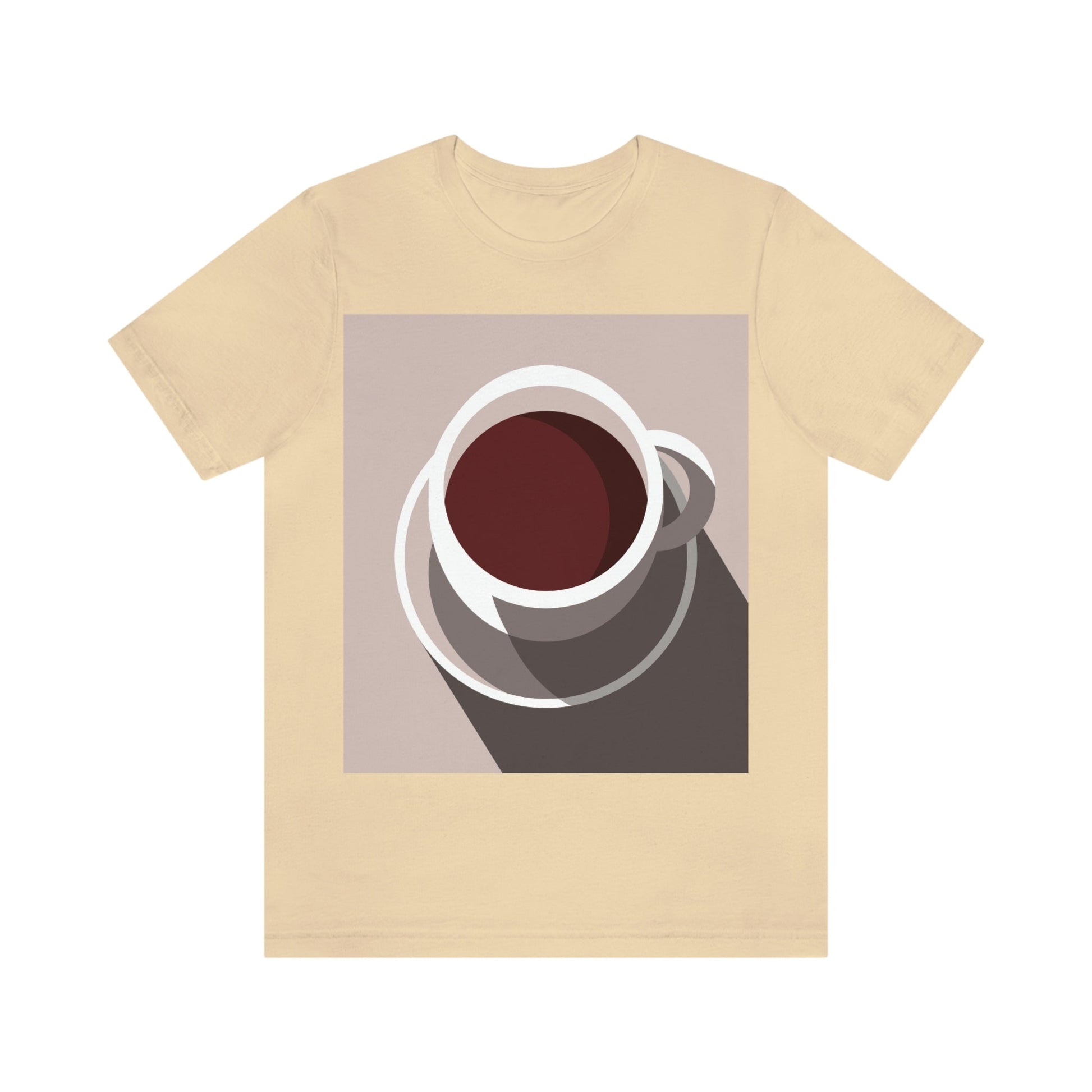 Cup Of Coffee Minimal Art Aesthetic Beige Unisex Jersey Short Sleeve T-Shirt Ichaku [Perfect Gifts Selection]